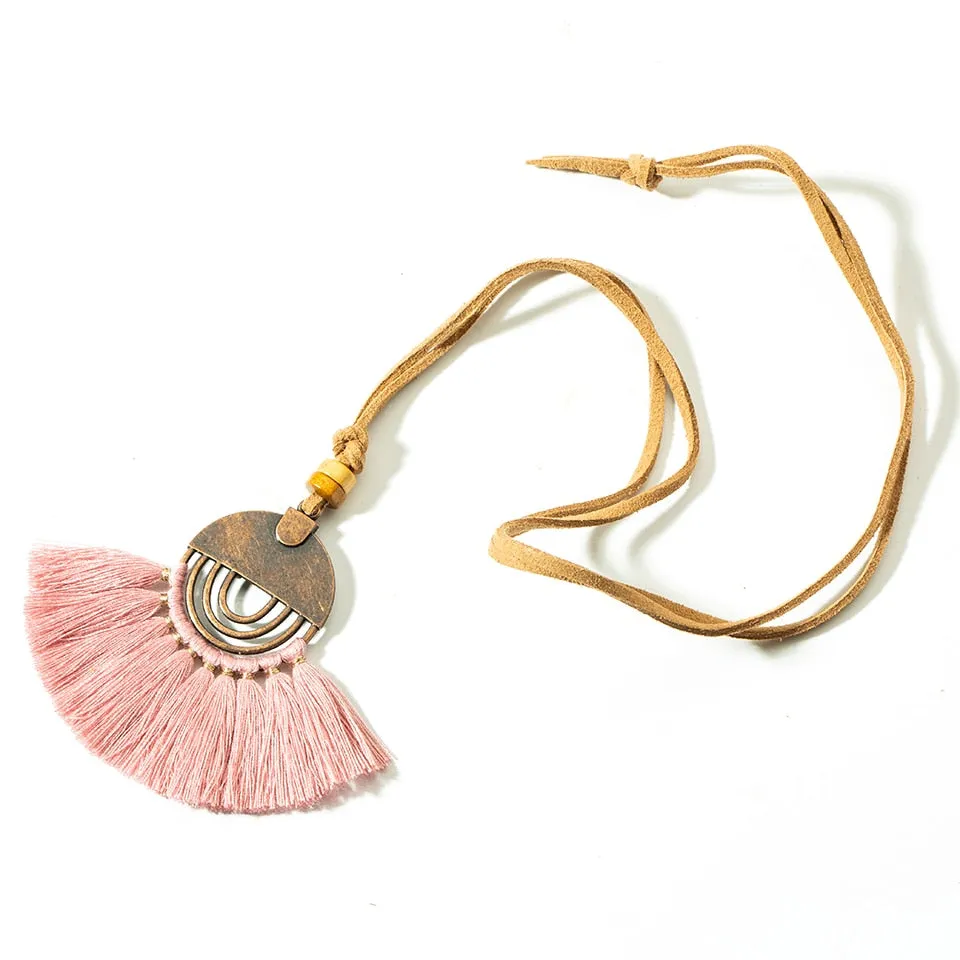 Vintage Fabric Tassel Necklace