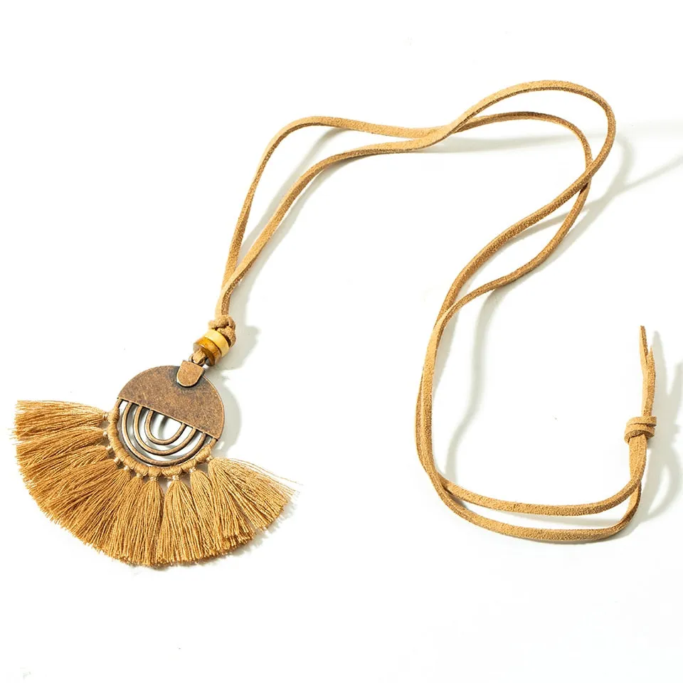 Vintage Fabric Tassel Necklace