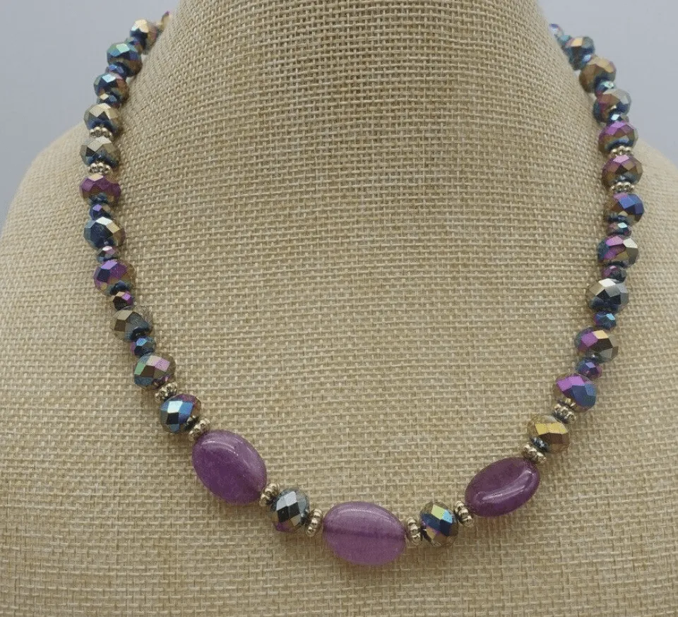 Vintage - Purple Beaded Strand Necklace