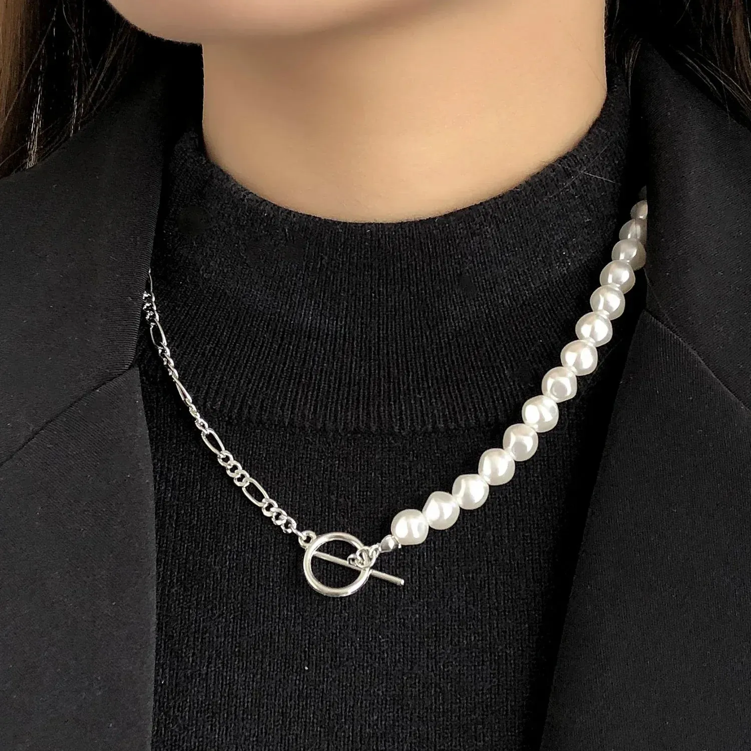 Vintage Style Simple 6MM Pearl Chain Choker Necklace For Women Wedding Love Shell Pendant Necklace