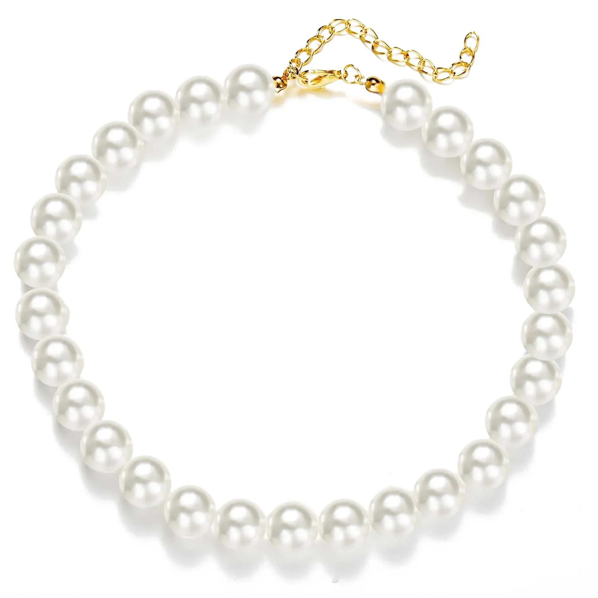 Vintage Style Simple 6MM Pearl Chain Choker Necklace For Women Wedding Love Shell Pendant Necklace