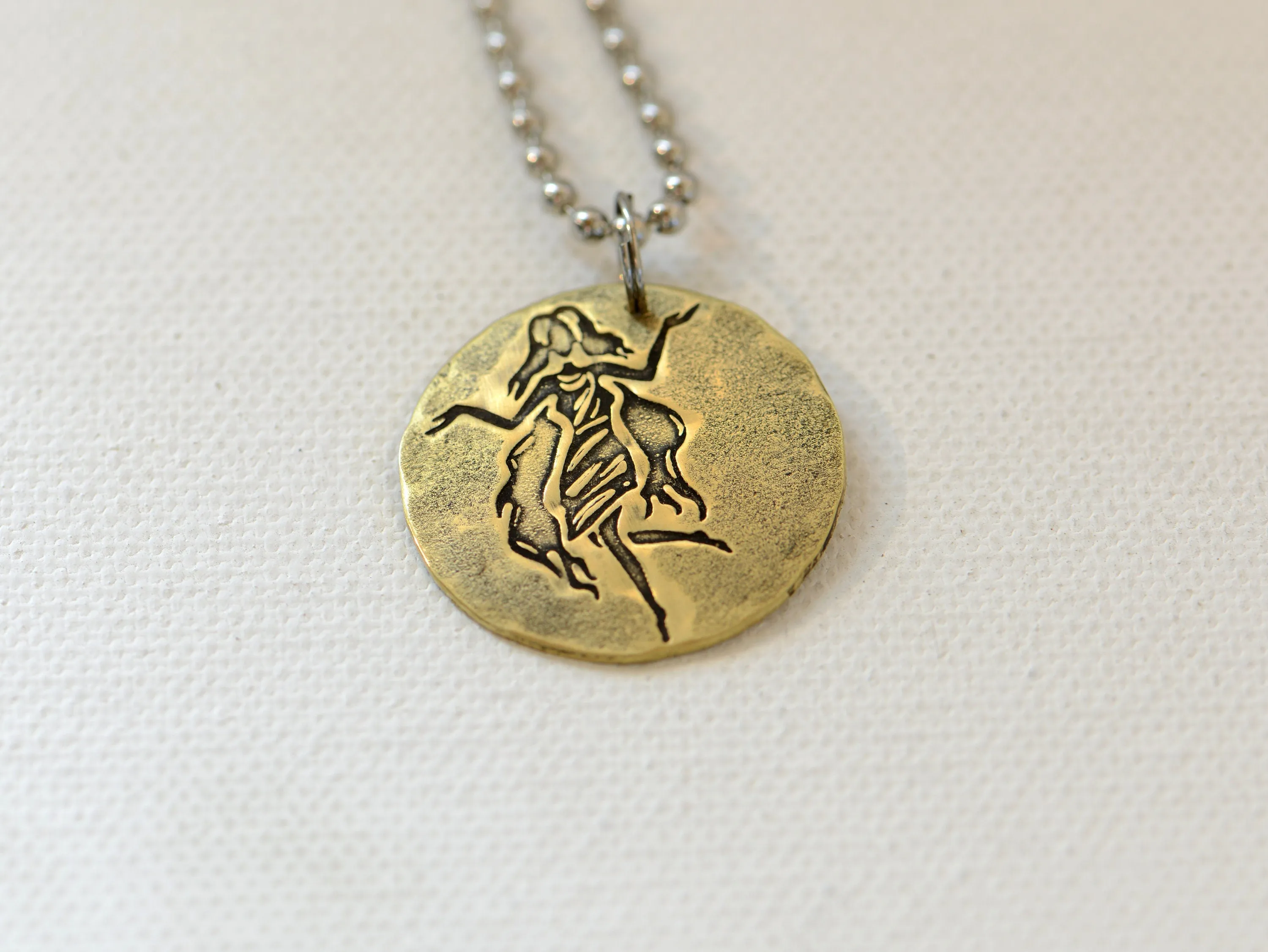 Virgo Zodiac Brass Disc Necklace
