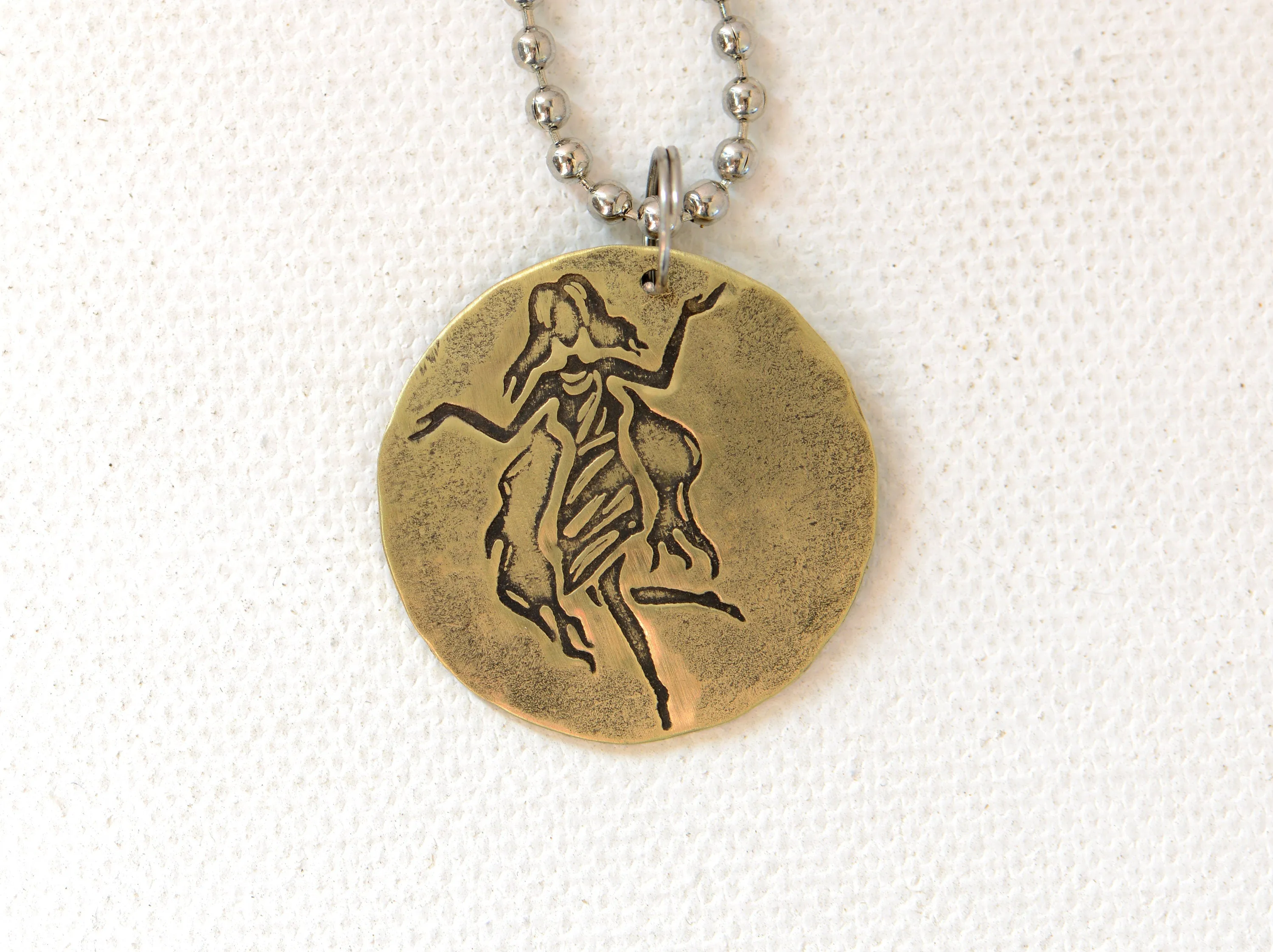 Virgo Zodiac Brass Disc Necklace
