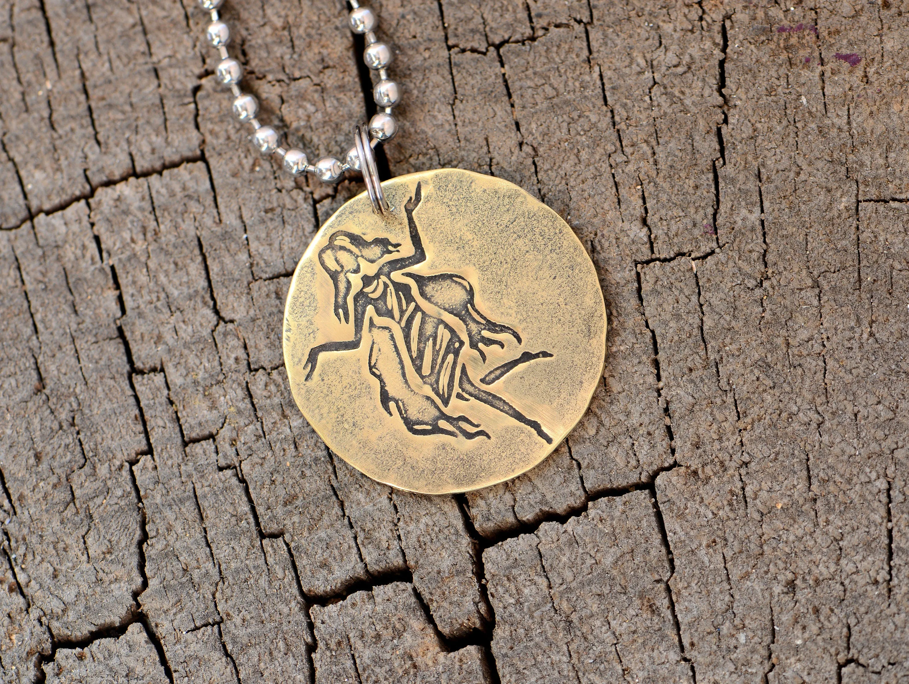 Virgo Zodiac Brass Disc Necklace