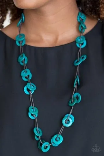 Waikiki Winds Blue Wood Necklace