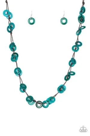 Waikiki Winds Blue Wood Necklace