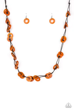 Waikiki Winds Orange Wood Necklace