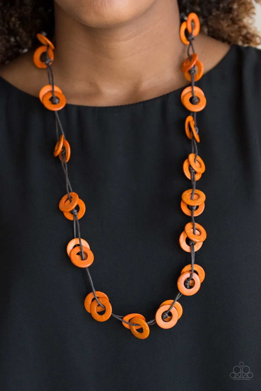 Waikiki Winds Orange Wood Necklace