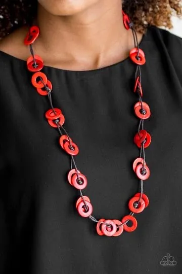 Waikiki Winds Red Wood Necklace