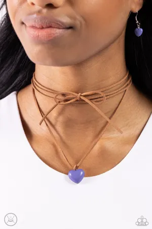 Wanderlust Wardrobe - Blue - Heart Charm Suede Cord Multi-Style Paparazzi Necklace