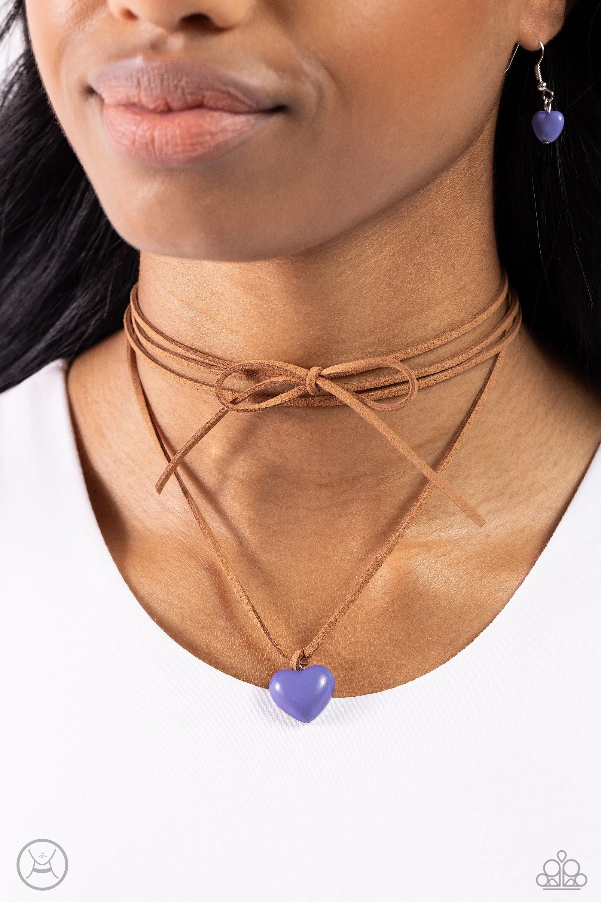 Wanderlust Wardrobe - Blue - Heart Charm Suede Cord Multi-Style Paparazzi Necklace