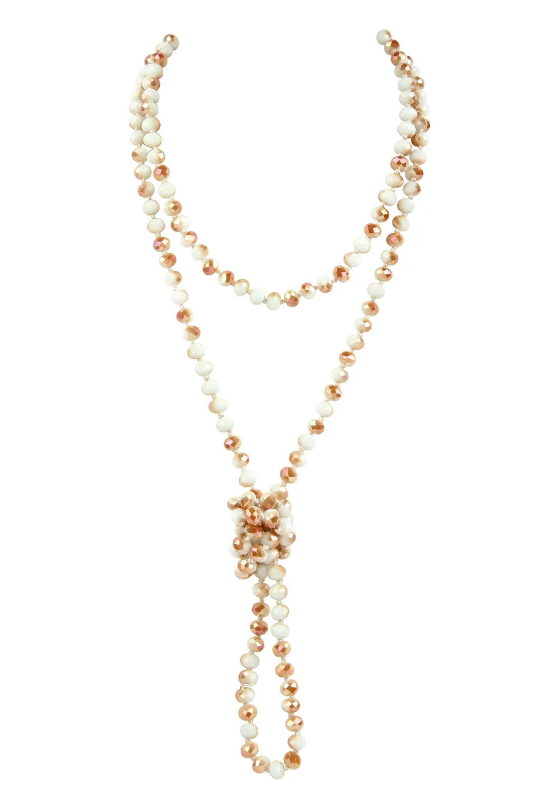 White Light Brown Longline Hand Knotted Necklace - Pack of 6