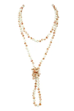White Light Brown Longline Hand Knotted Necklace - Pack of 6