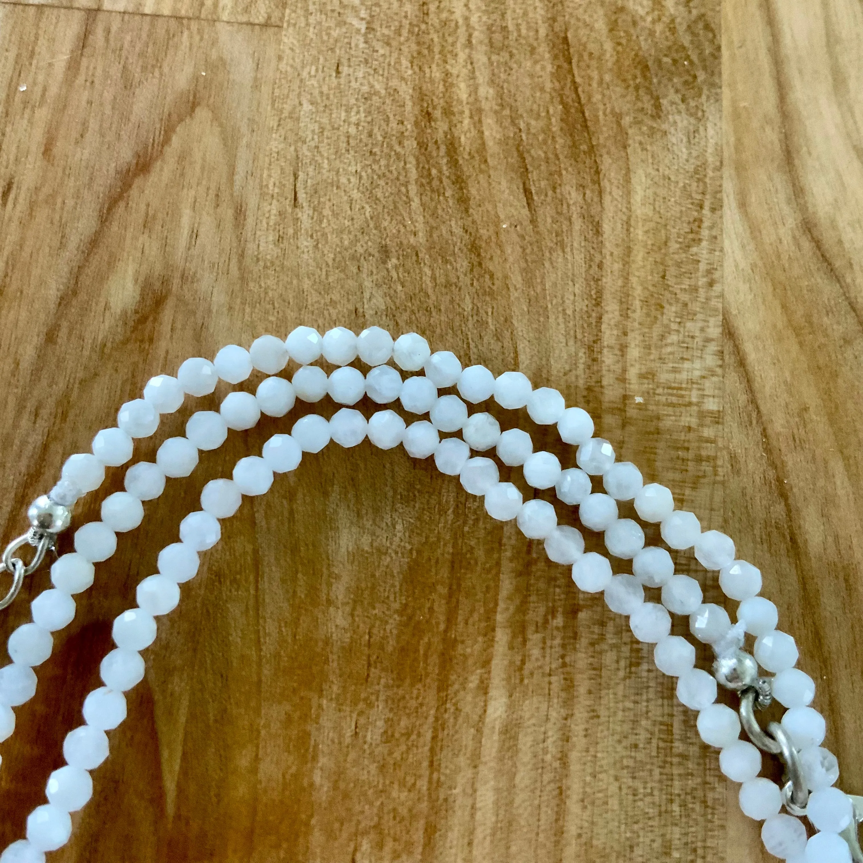 White Moonstone 2-3 mm Beaded Necklace