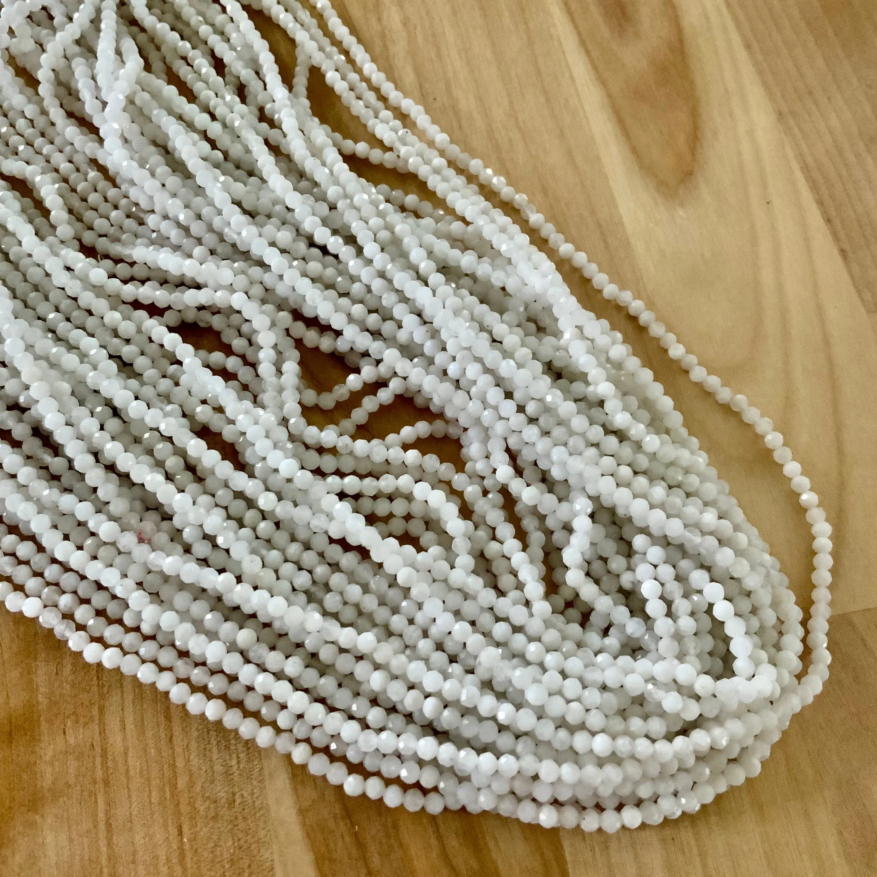 White Moonstone 2-3 mm Beaded Necklace