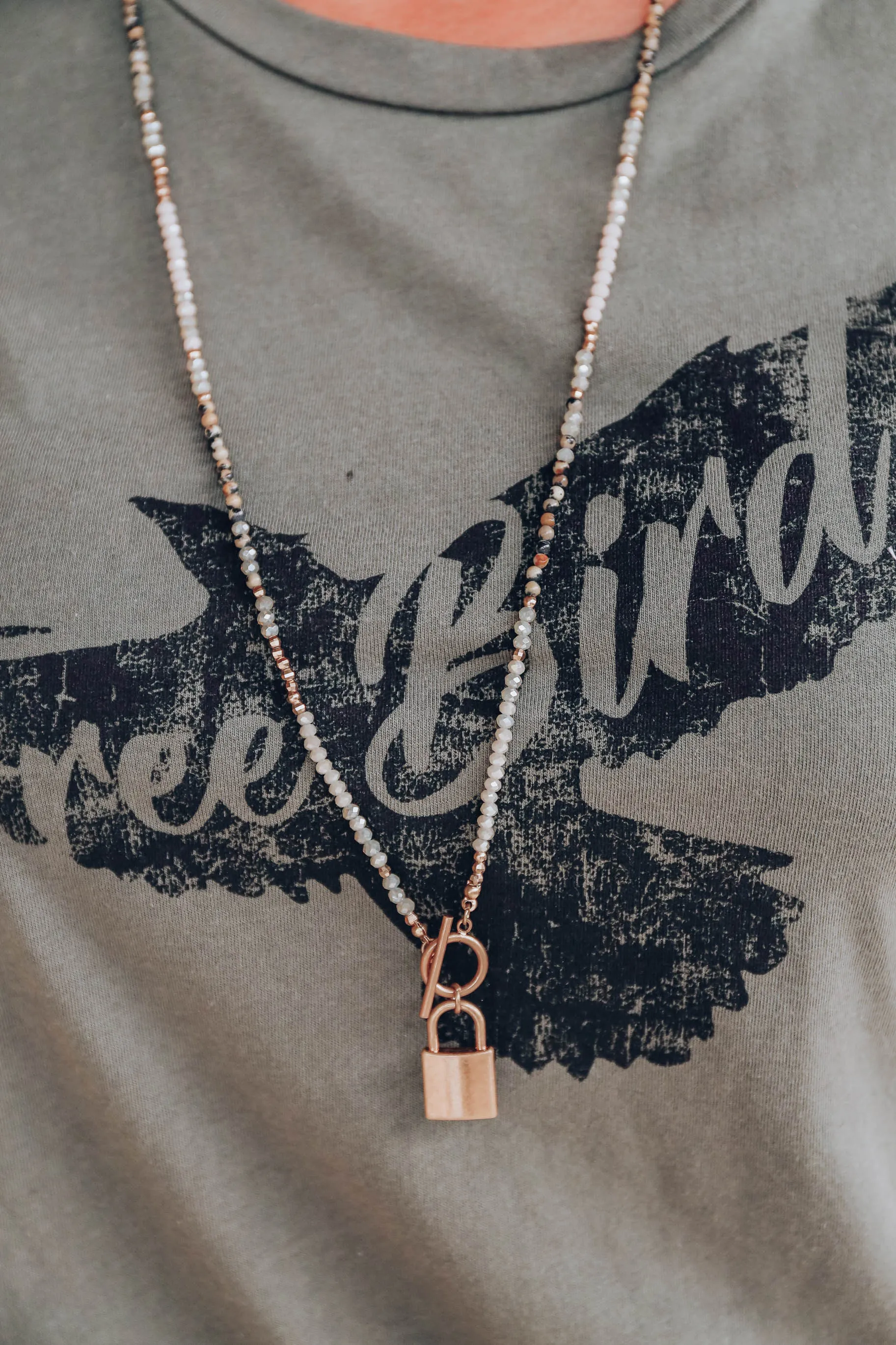 Winslow Beaded Lock Necklace - Natural