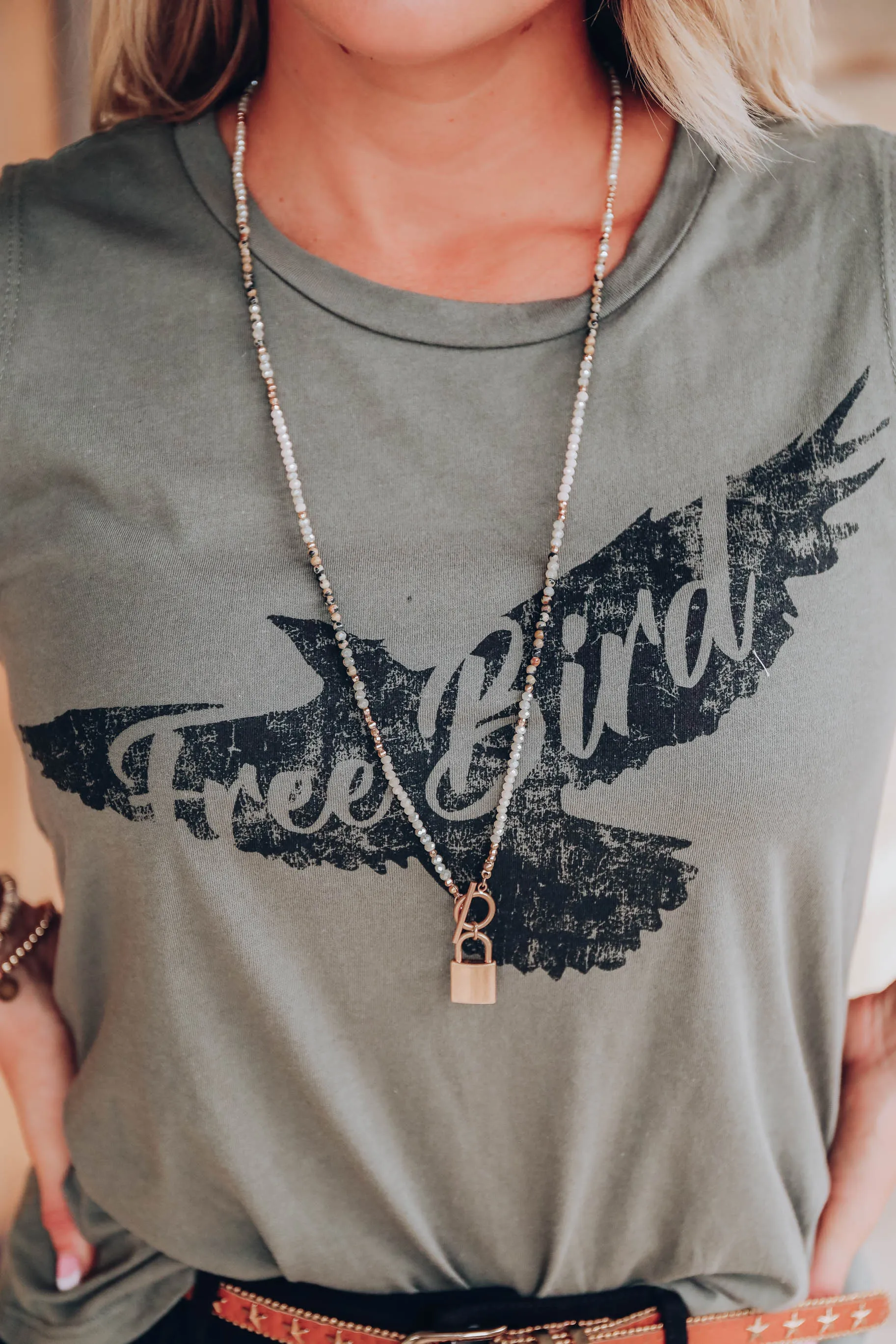 Winslow Beaded Lock Necklace - Natural