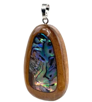 Wood / abalone mother of pearl pendant, SKU# M775