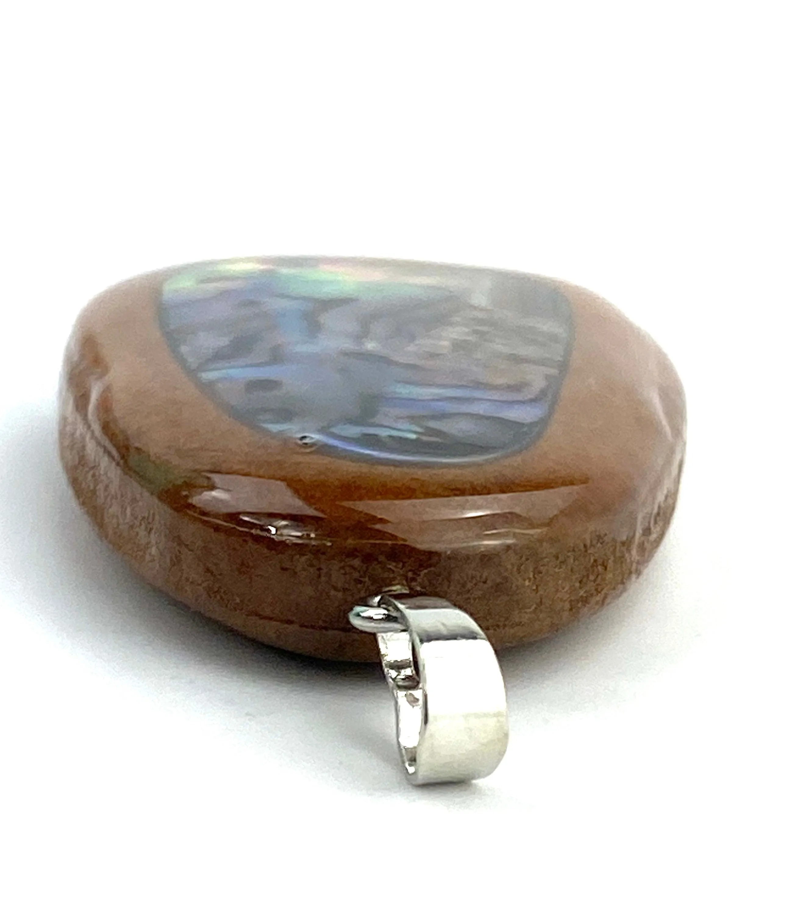 Wood / abalone mother of pearl pendant, SKU# M775