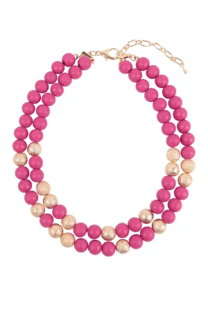 WOOD, CCB 2 LINE BEADED NECKLACE