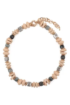 Wood, Mix Beads Boho Necklace Light Rose - Pack of 6
