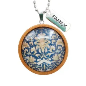Wood Pendant Vintage Blue