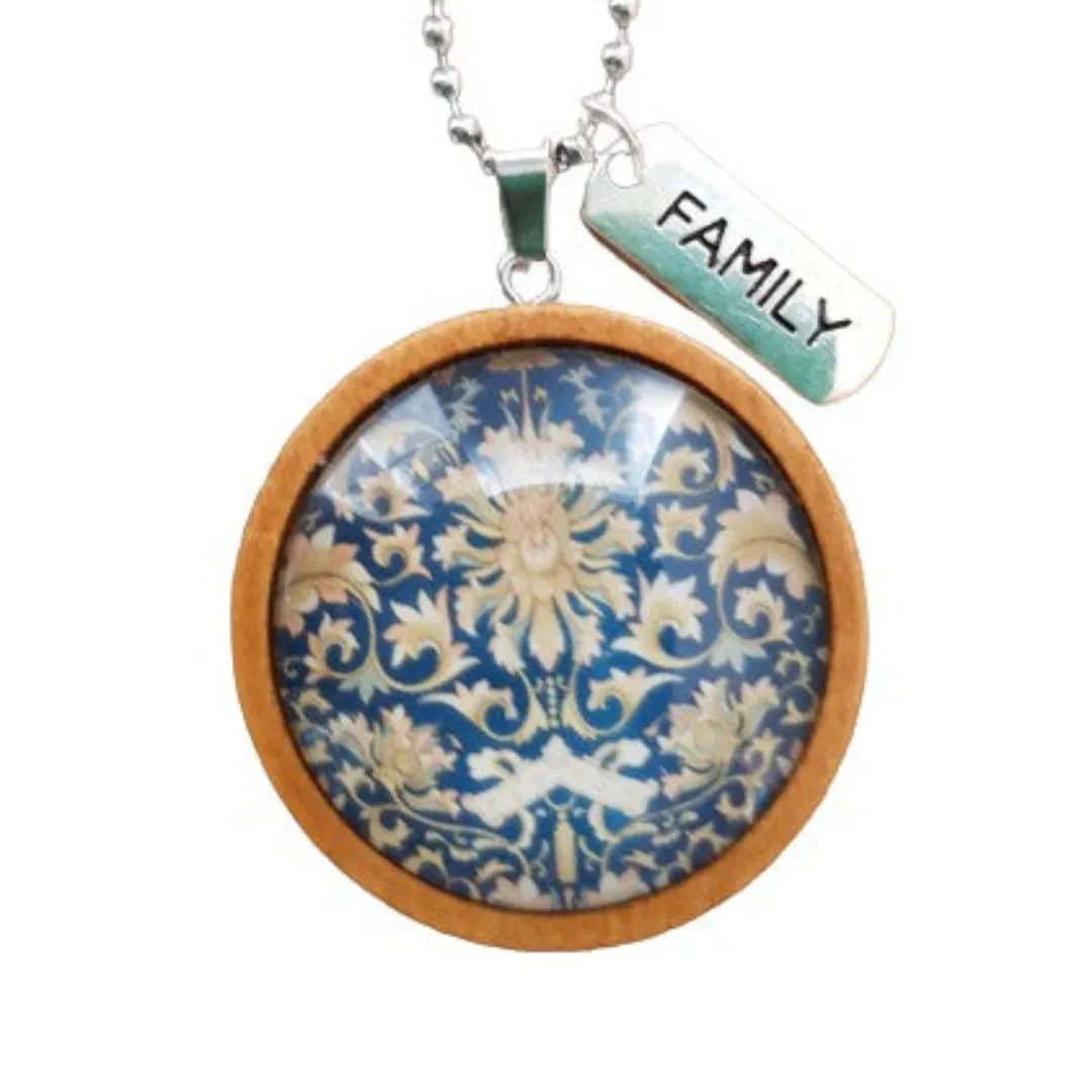 Wood Pendant Vintage Blue