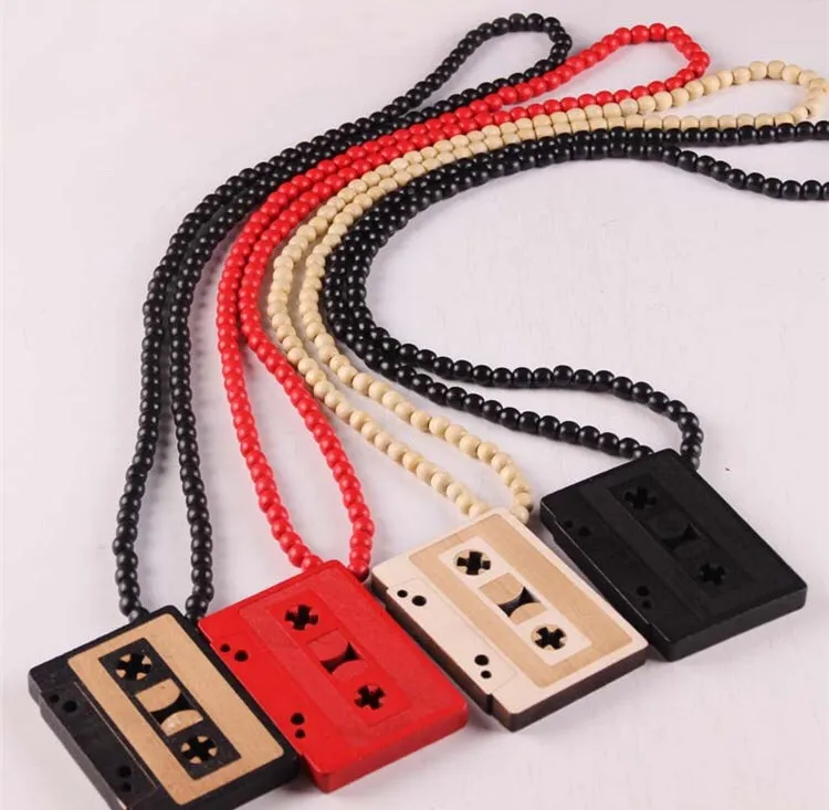 Wooden Cassette Necklaces