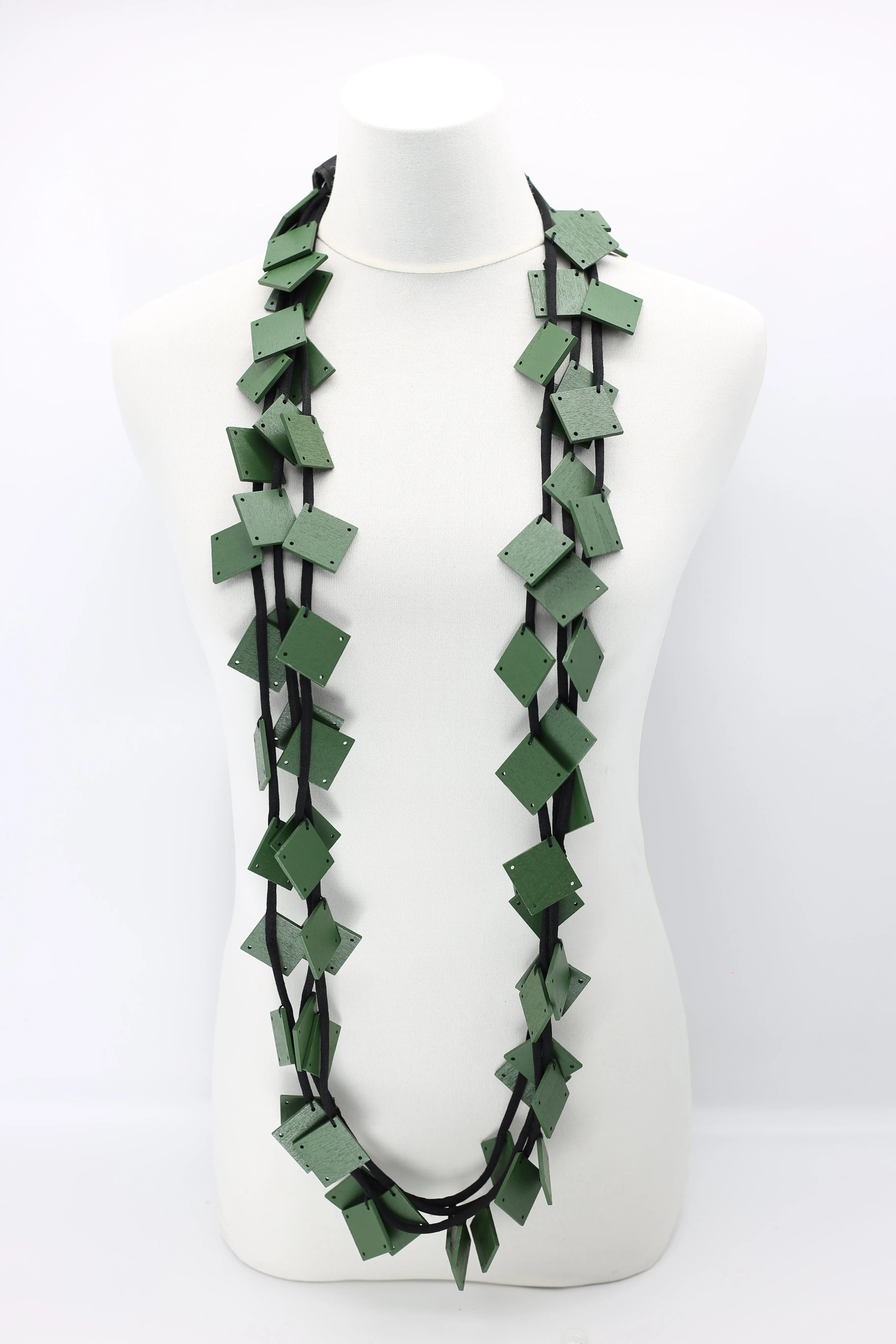Wooden Squares on Cord Necklaces - Large