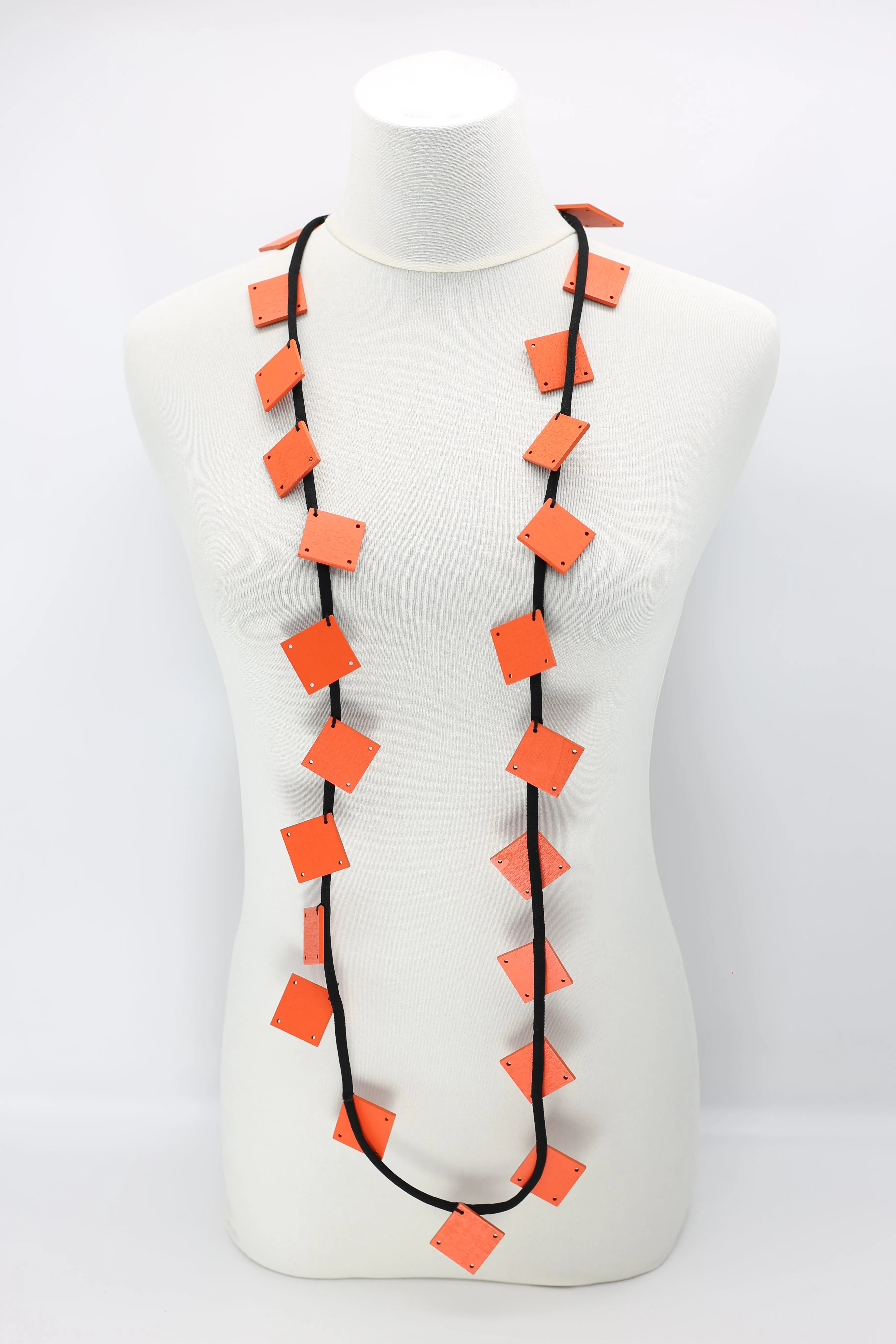 Wooden Squares on Cord Necklaces - Large