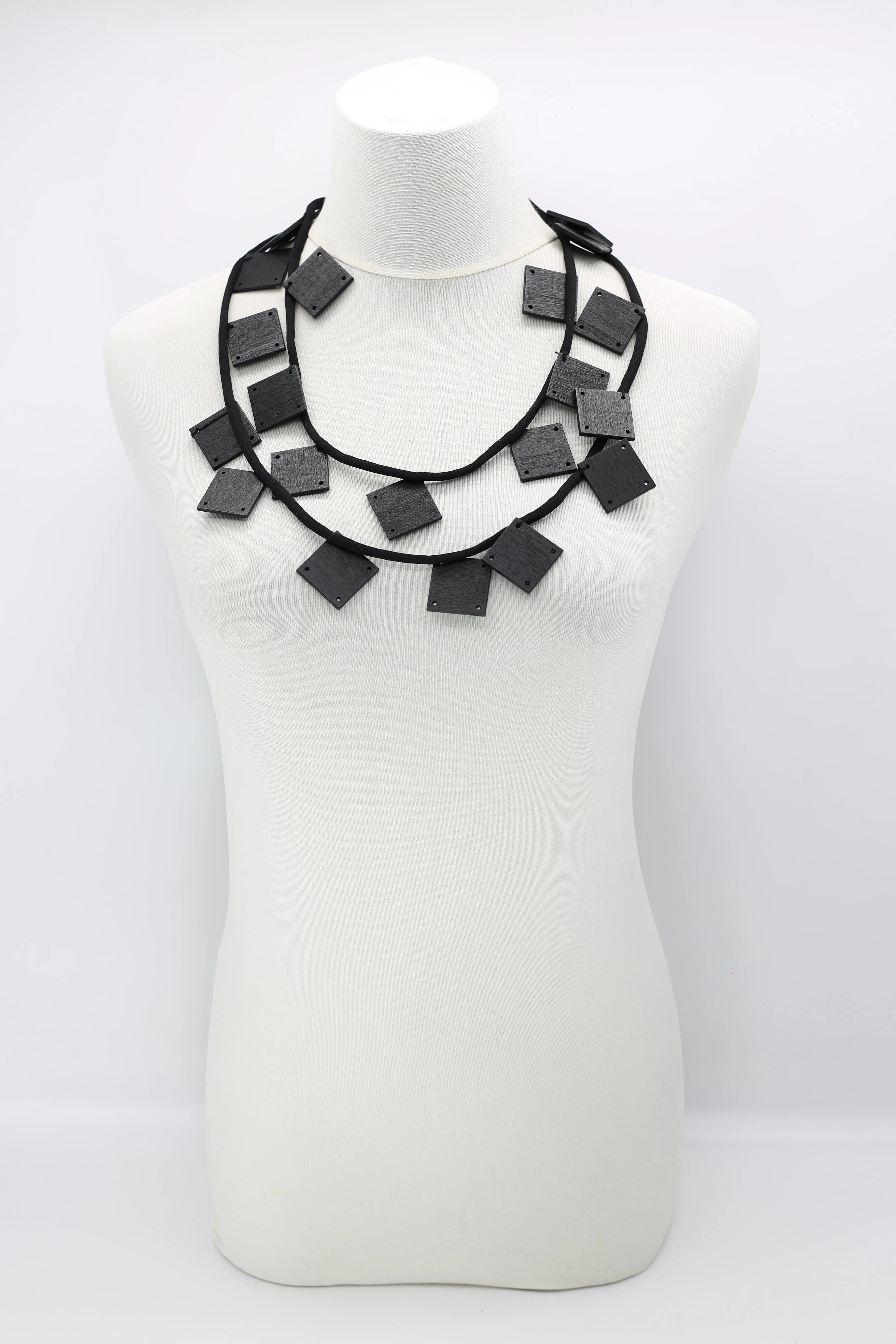 Wooden Squares on Cord Necklaces - Large