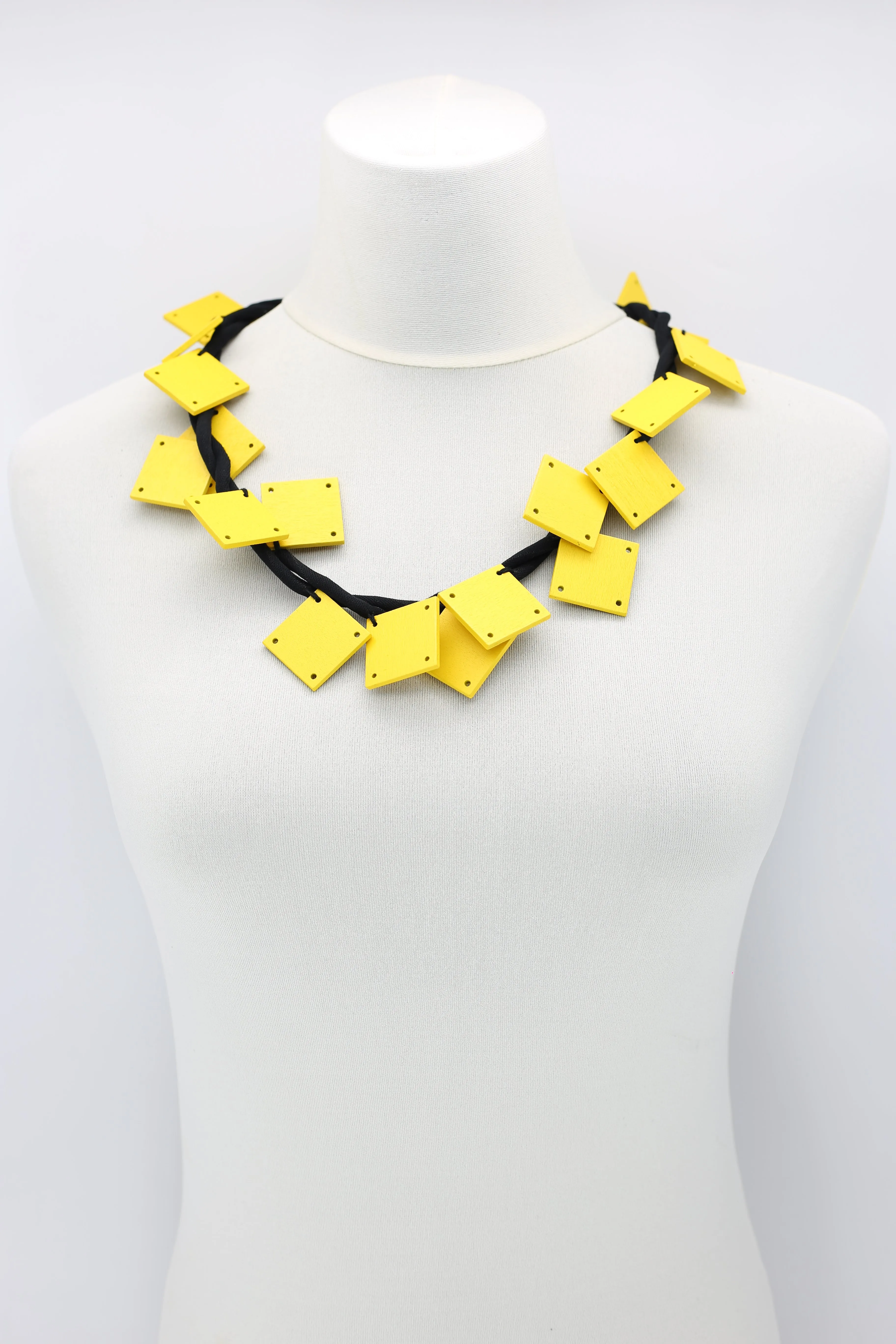 Wooden Squares on Cord Necklaces - Large
