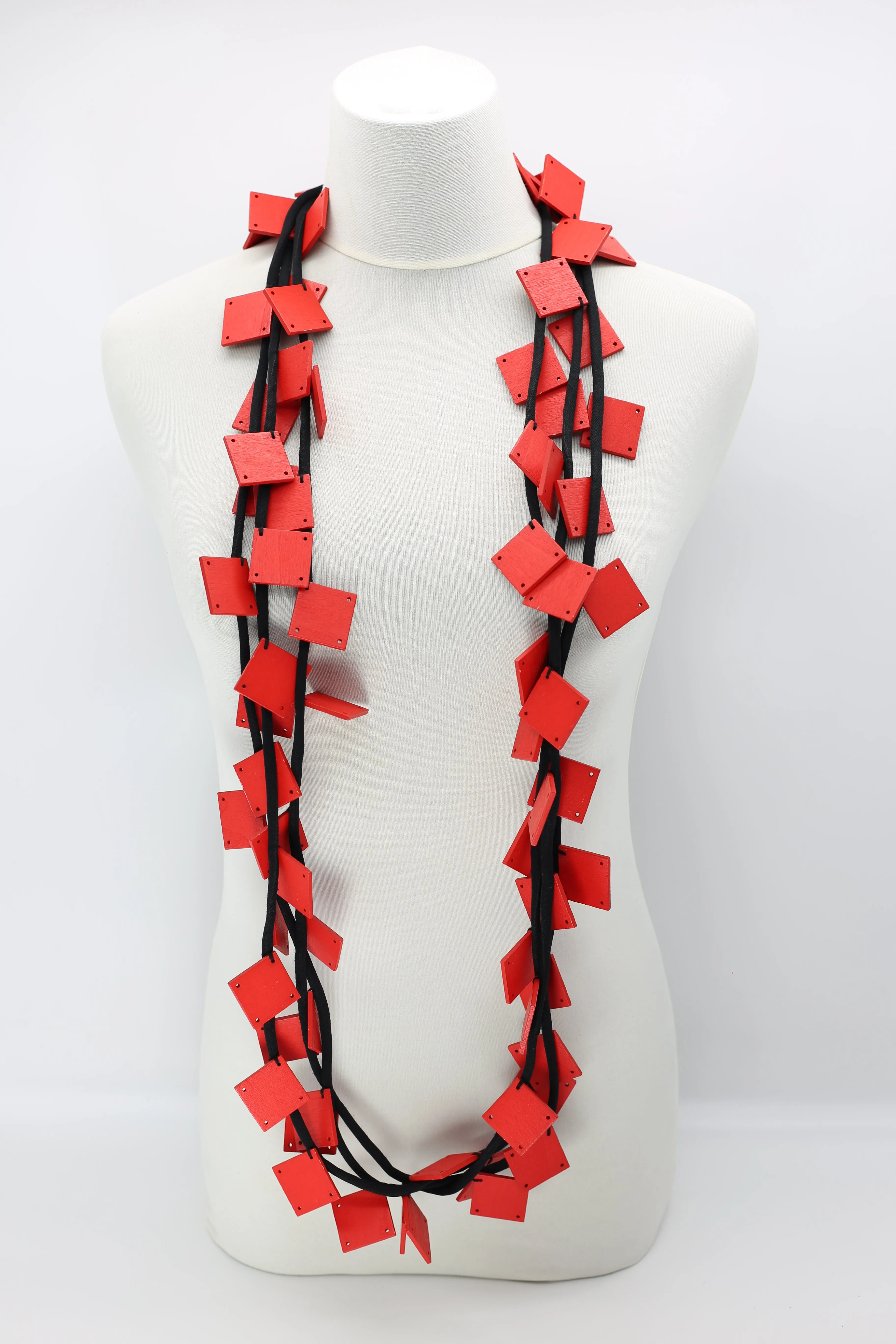 Wooden Squares on Cord Necklaces - Large