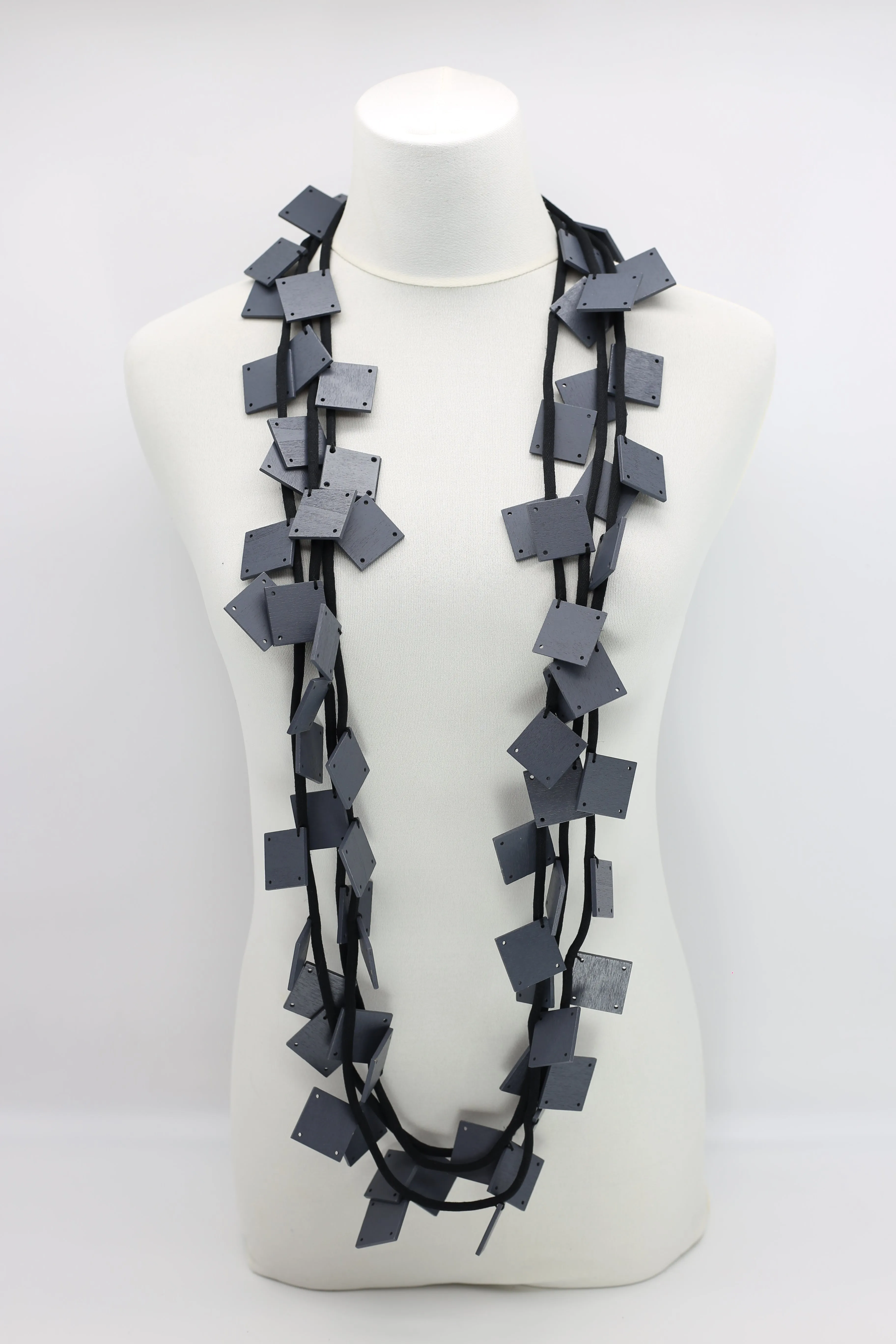 Wooden Squares on Cord Necklaces - Large