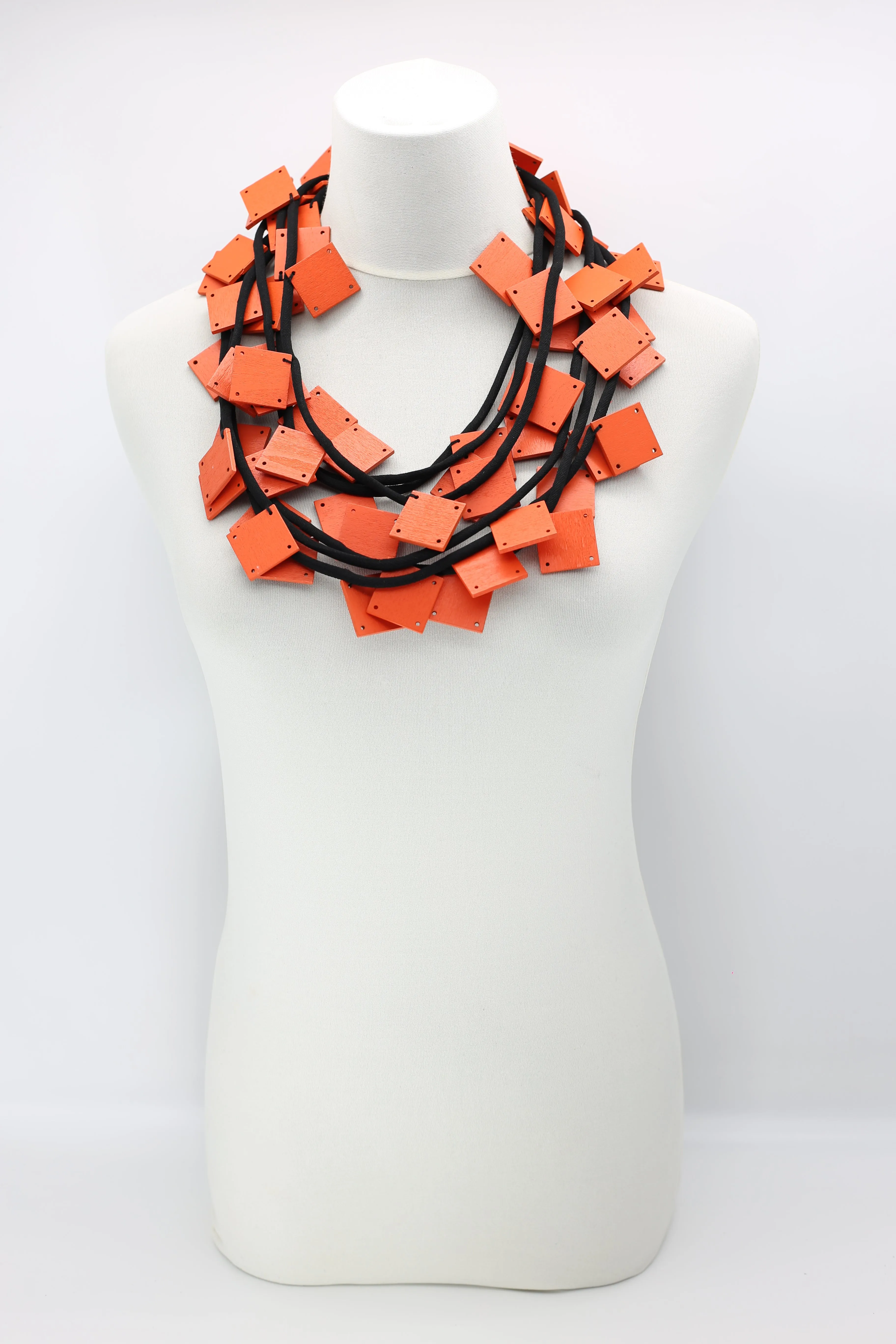 Wooden Squares on Cord Necklaces - Large
