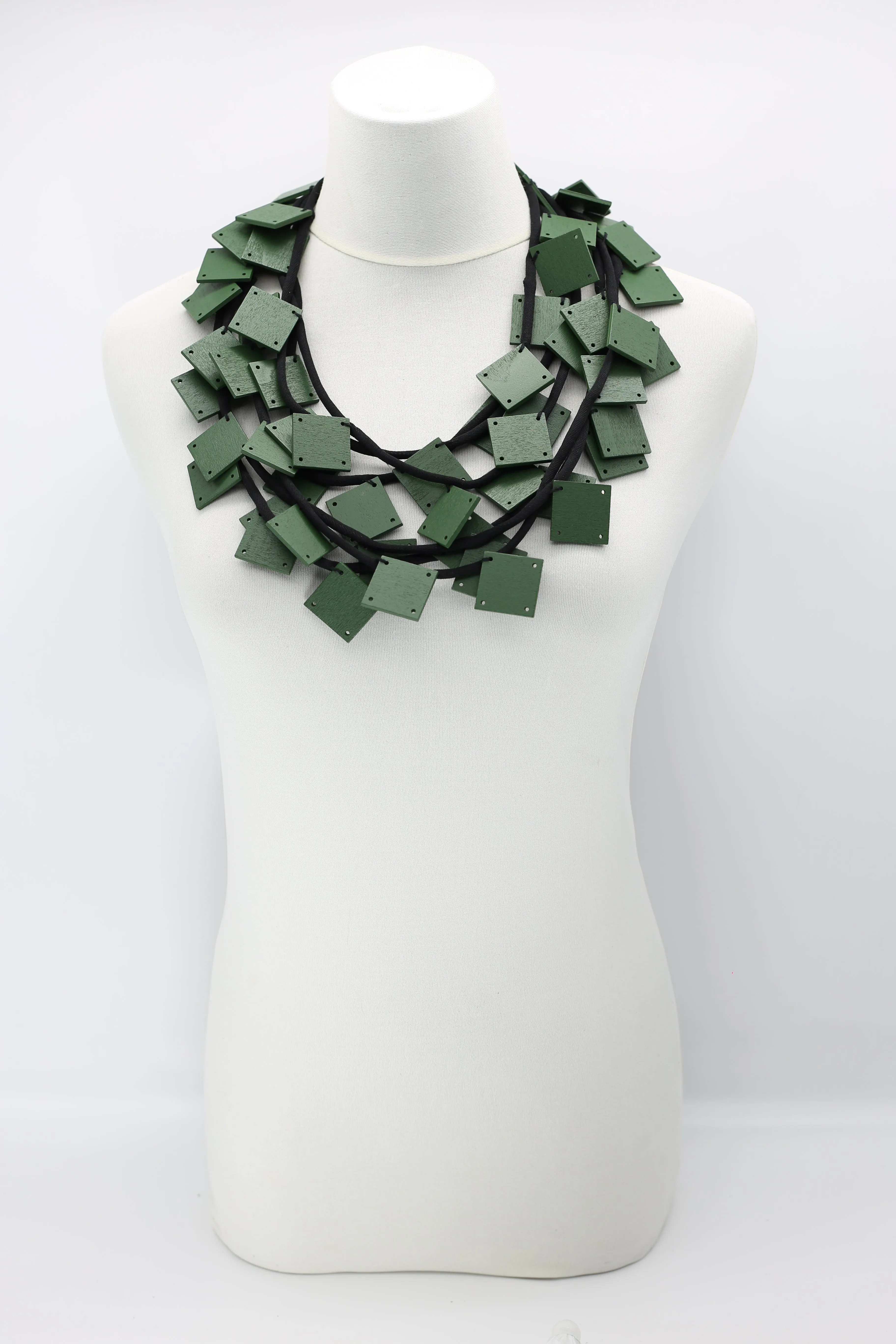 Wooden Squares on Cord Necklaces - Large
