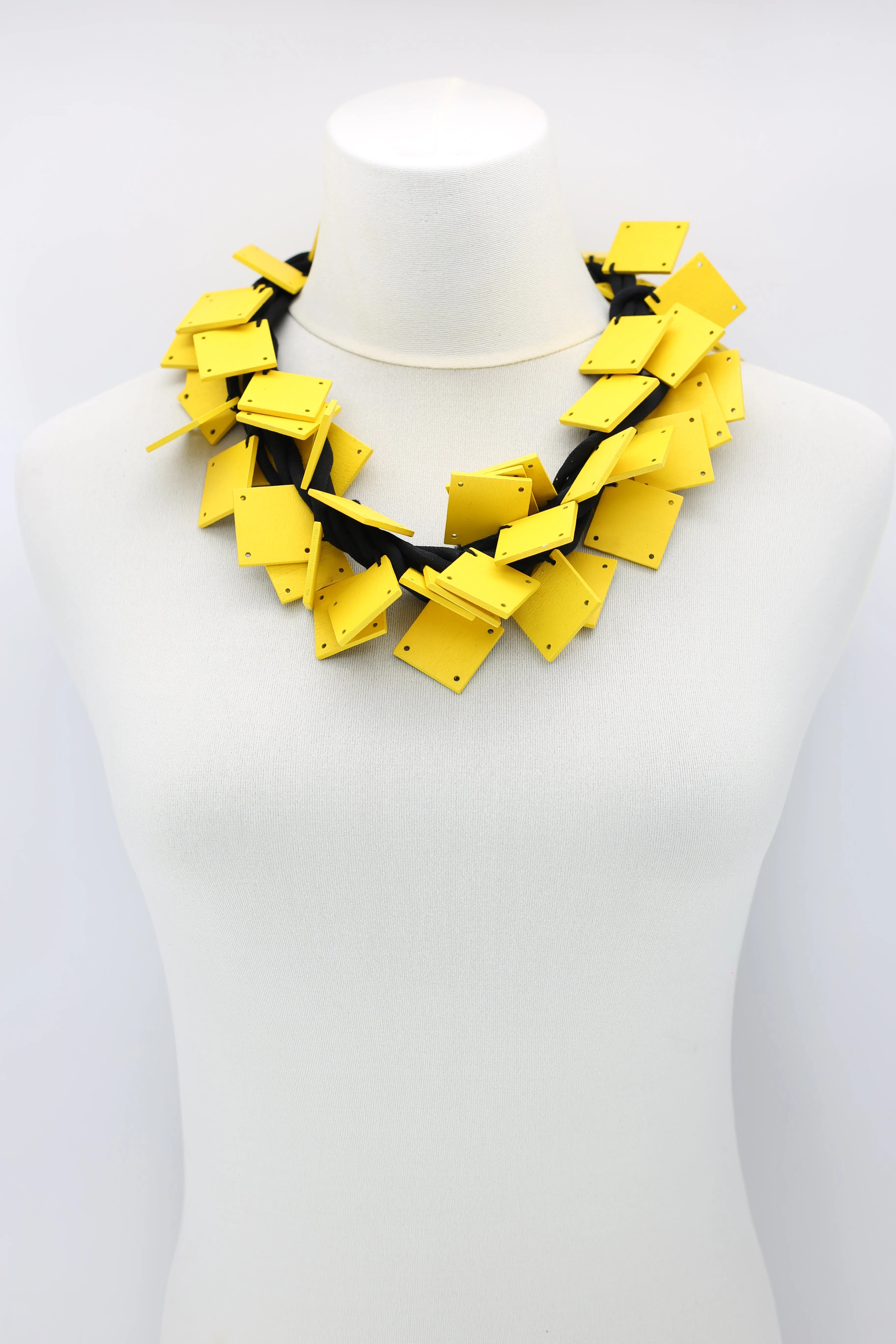 Wooden Squares on Cord Necklaces - Large