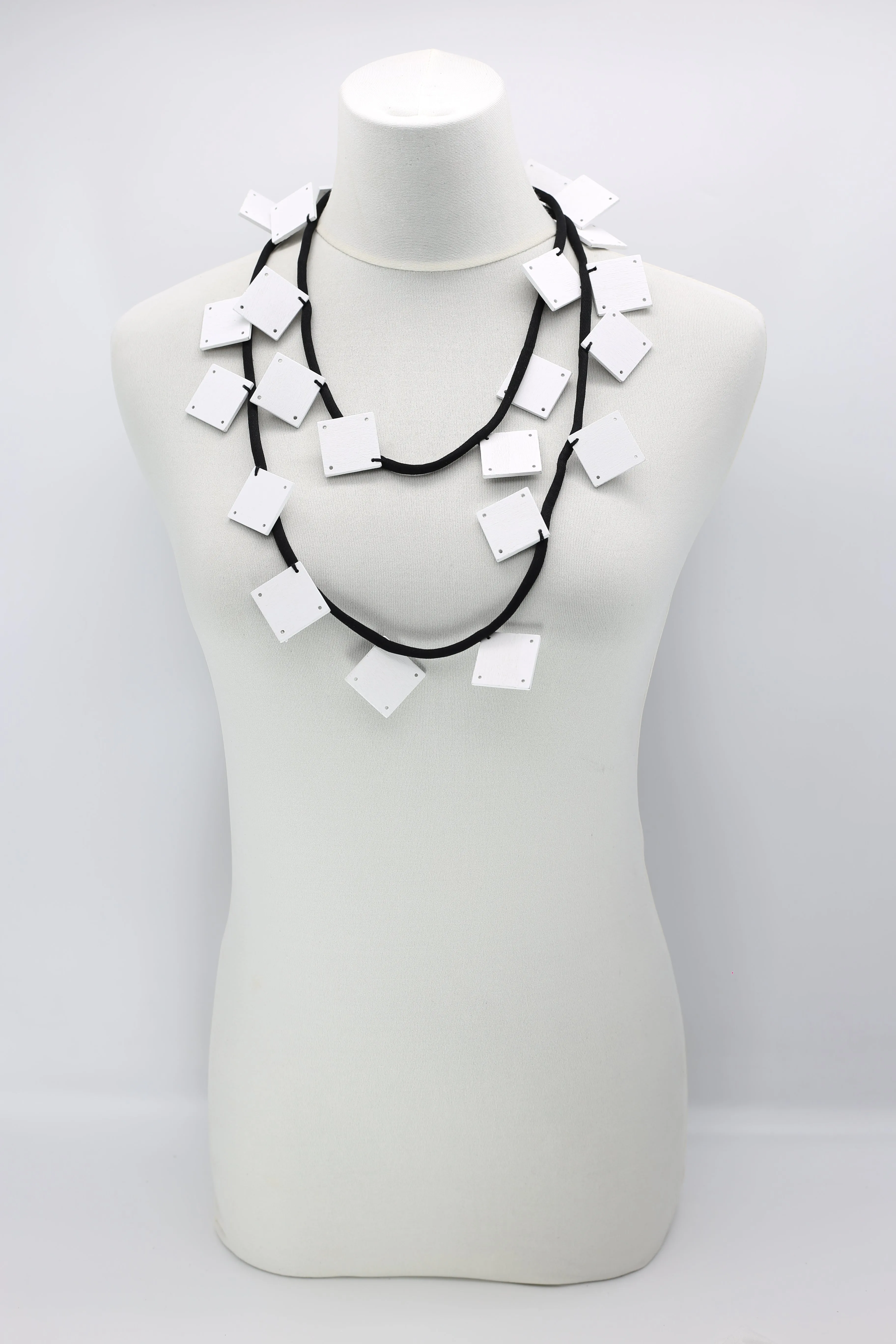 Wooden Squares on Cord Necklaces - Large