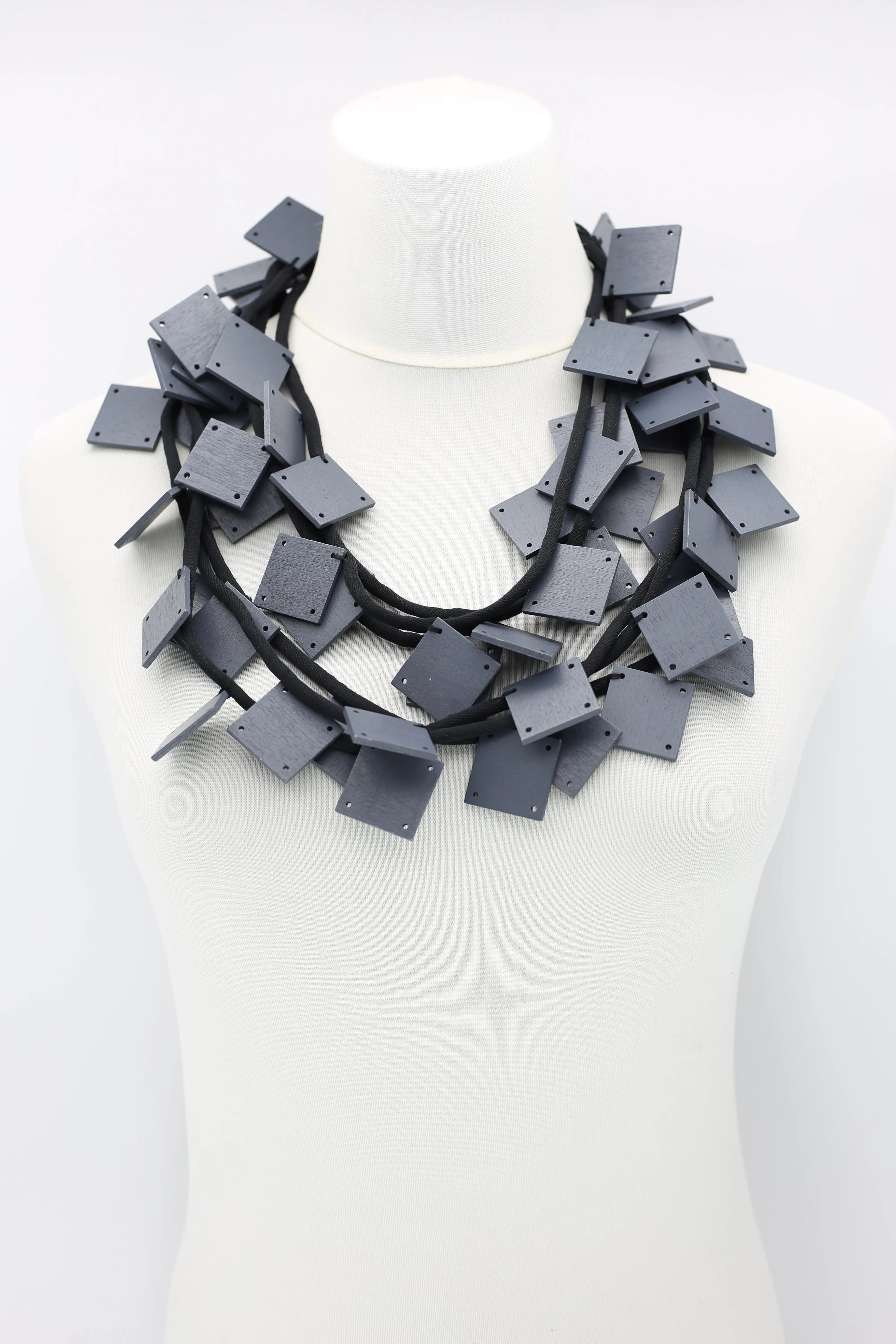 Wooden Squares on Cord Necklaces - Large