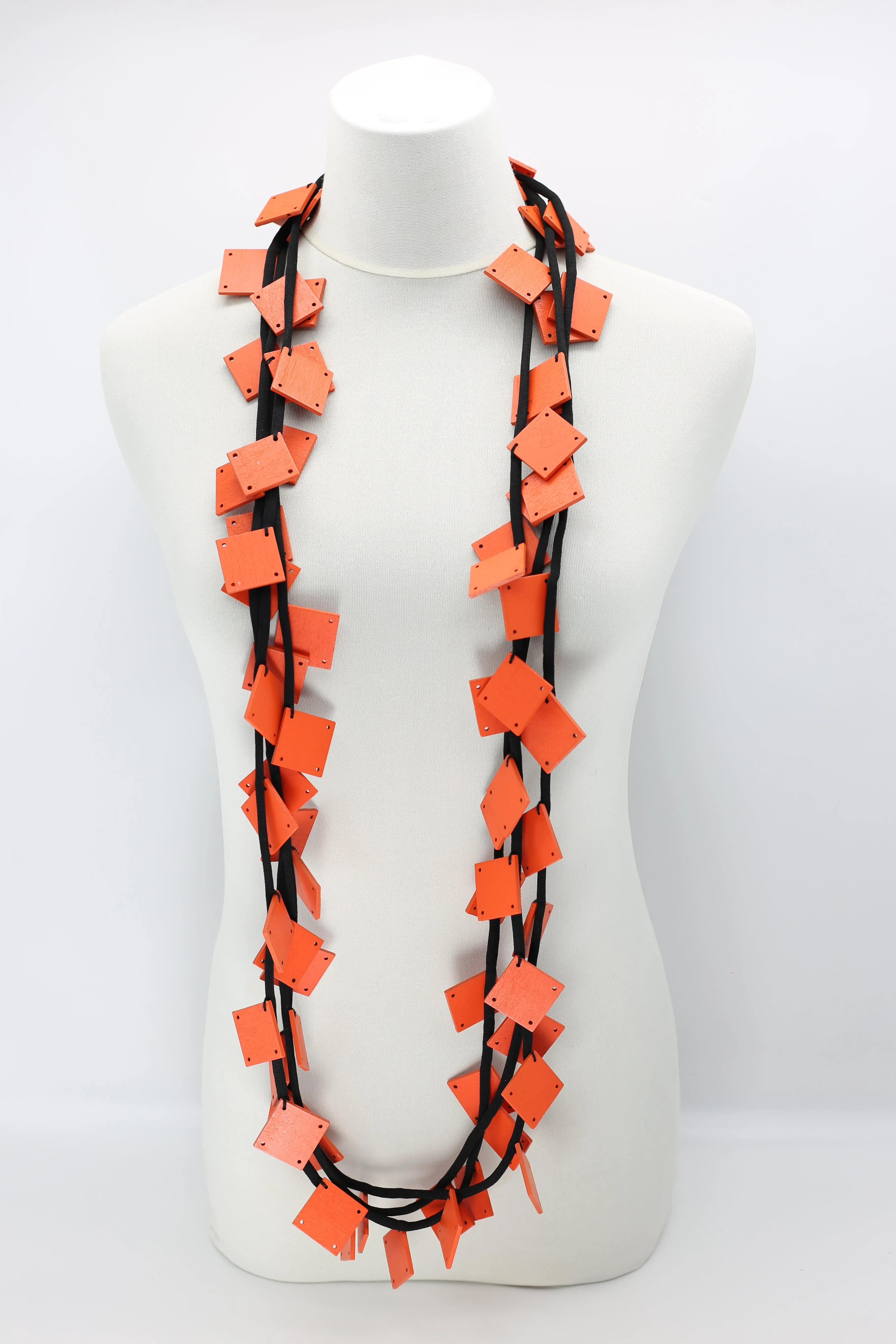 Wooden Squares on Cord Necklaces - Large