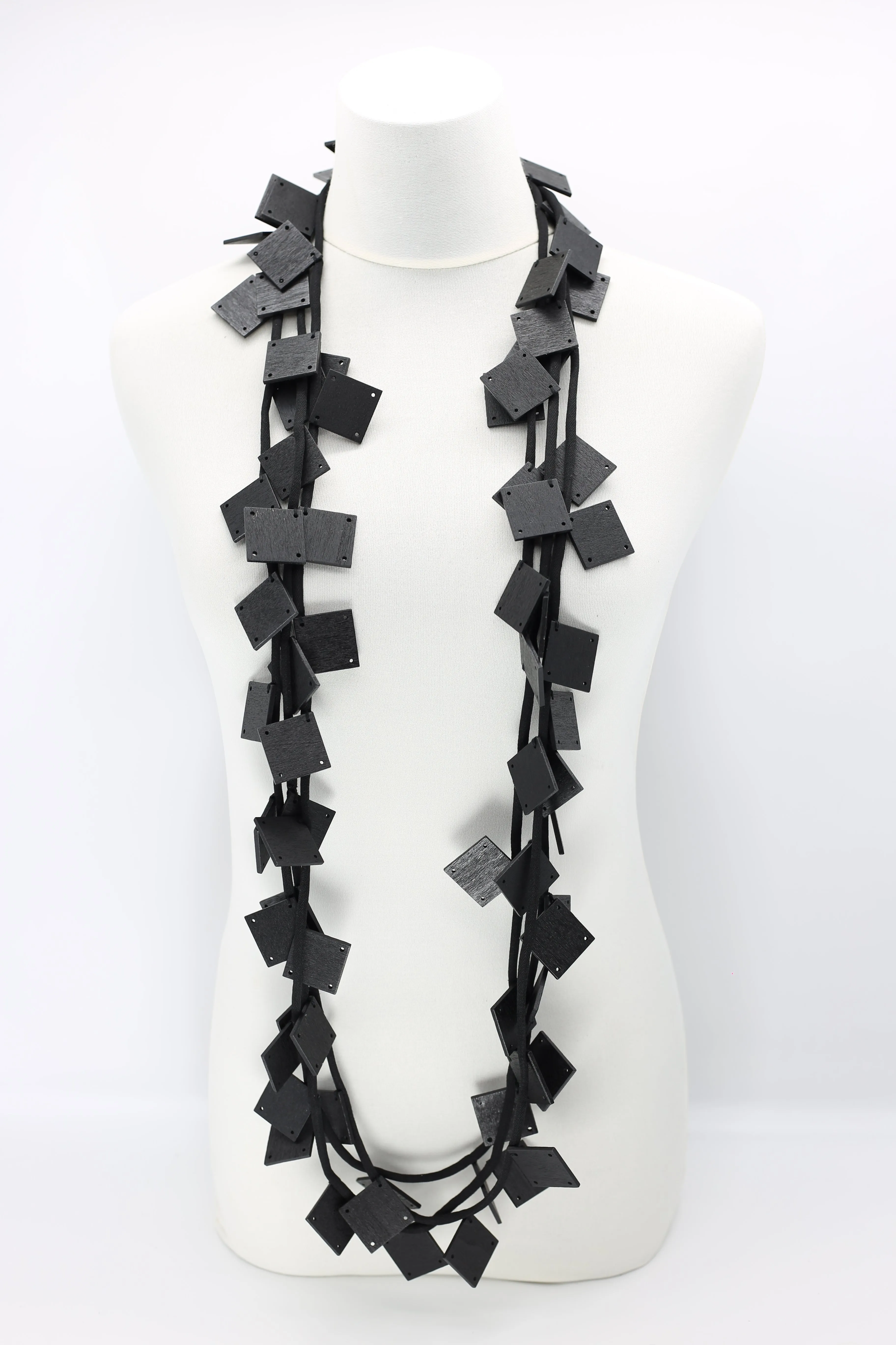Wooden Squares on Cord Necklaces - Large