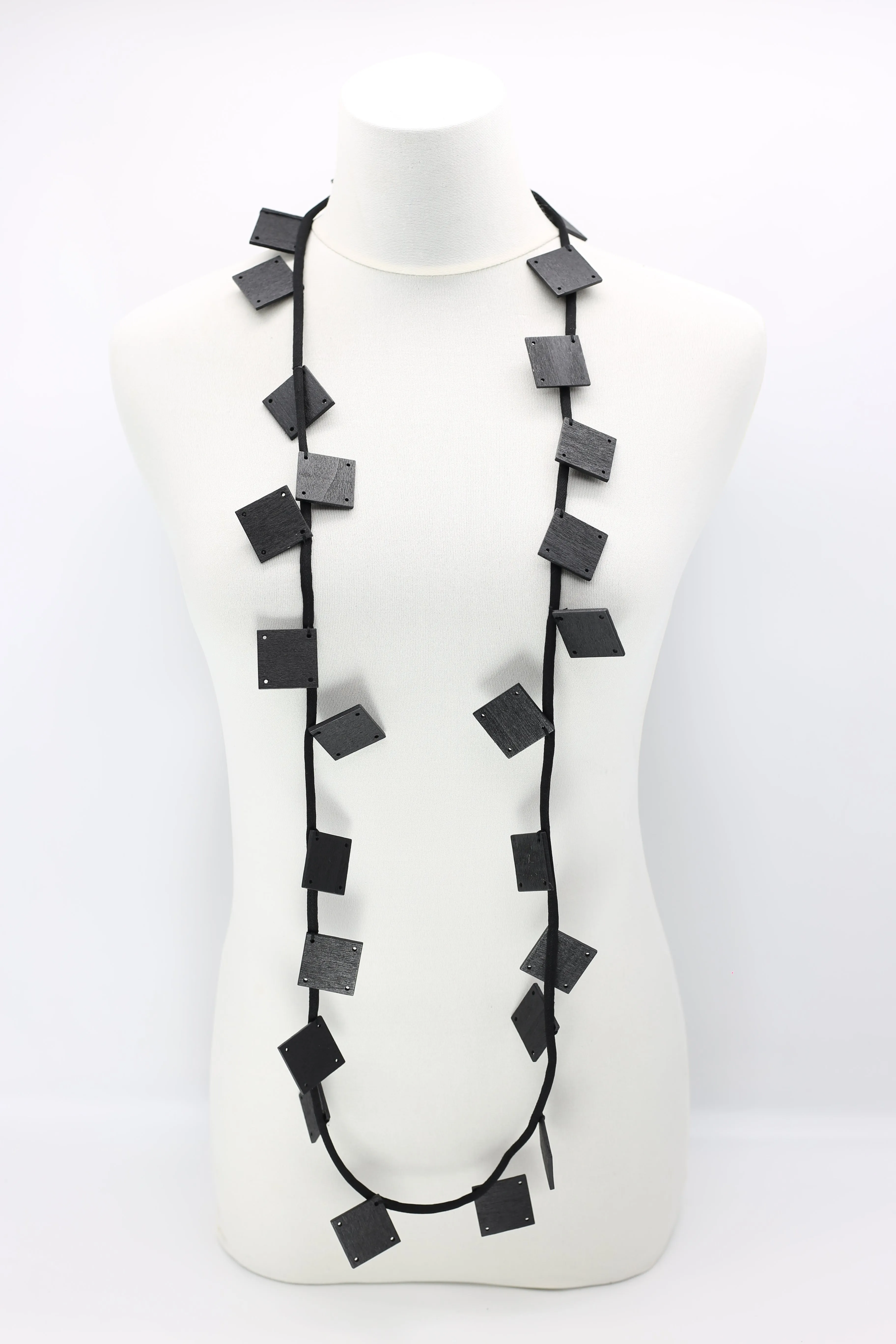 Wooden Squares on Cord Necklaces - Large