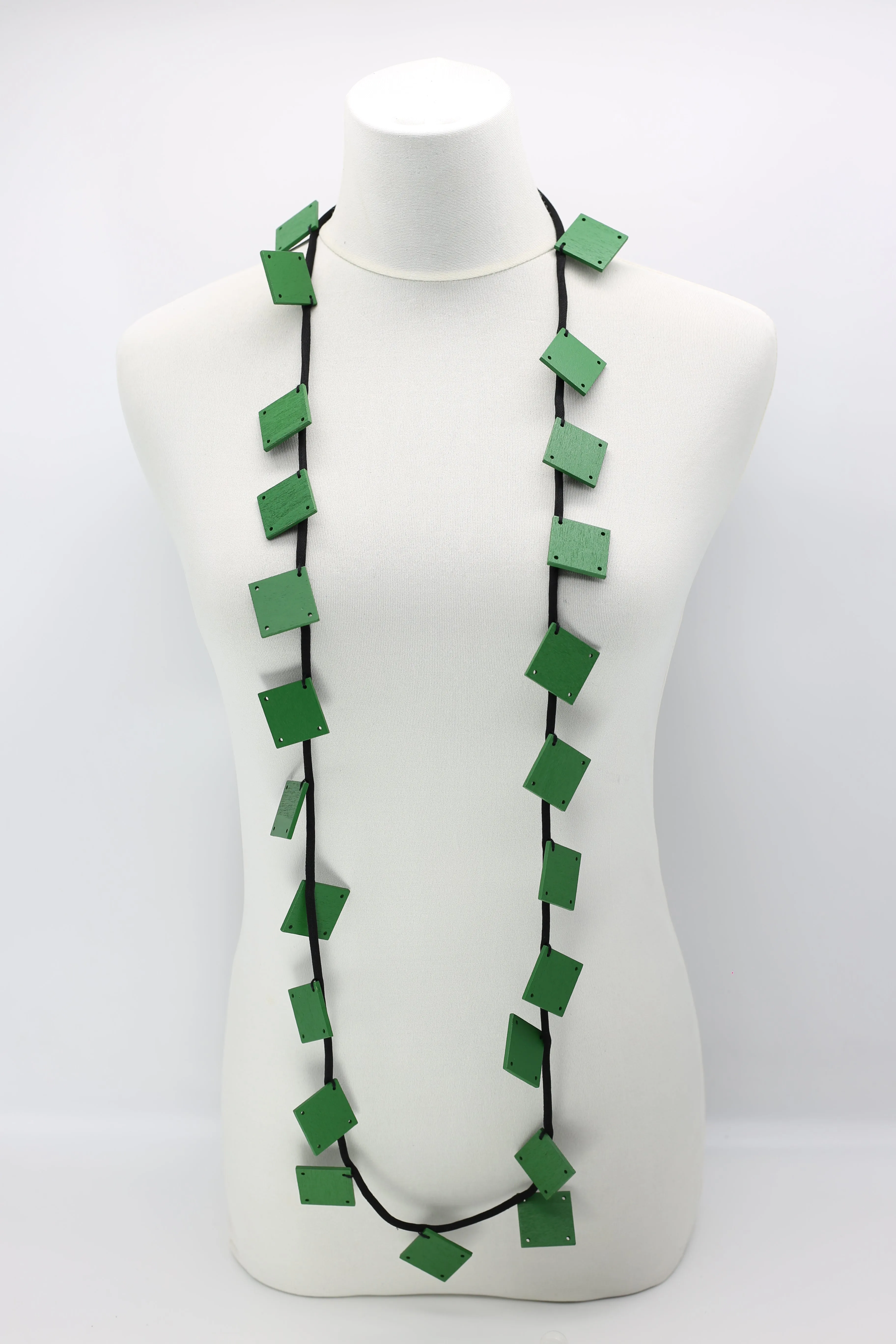 Wooden Squares on Cord Necklaces - Large