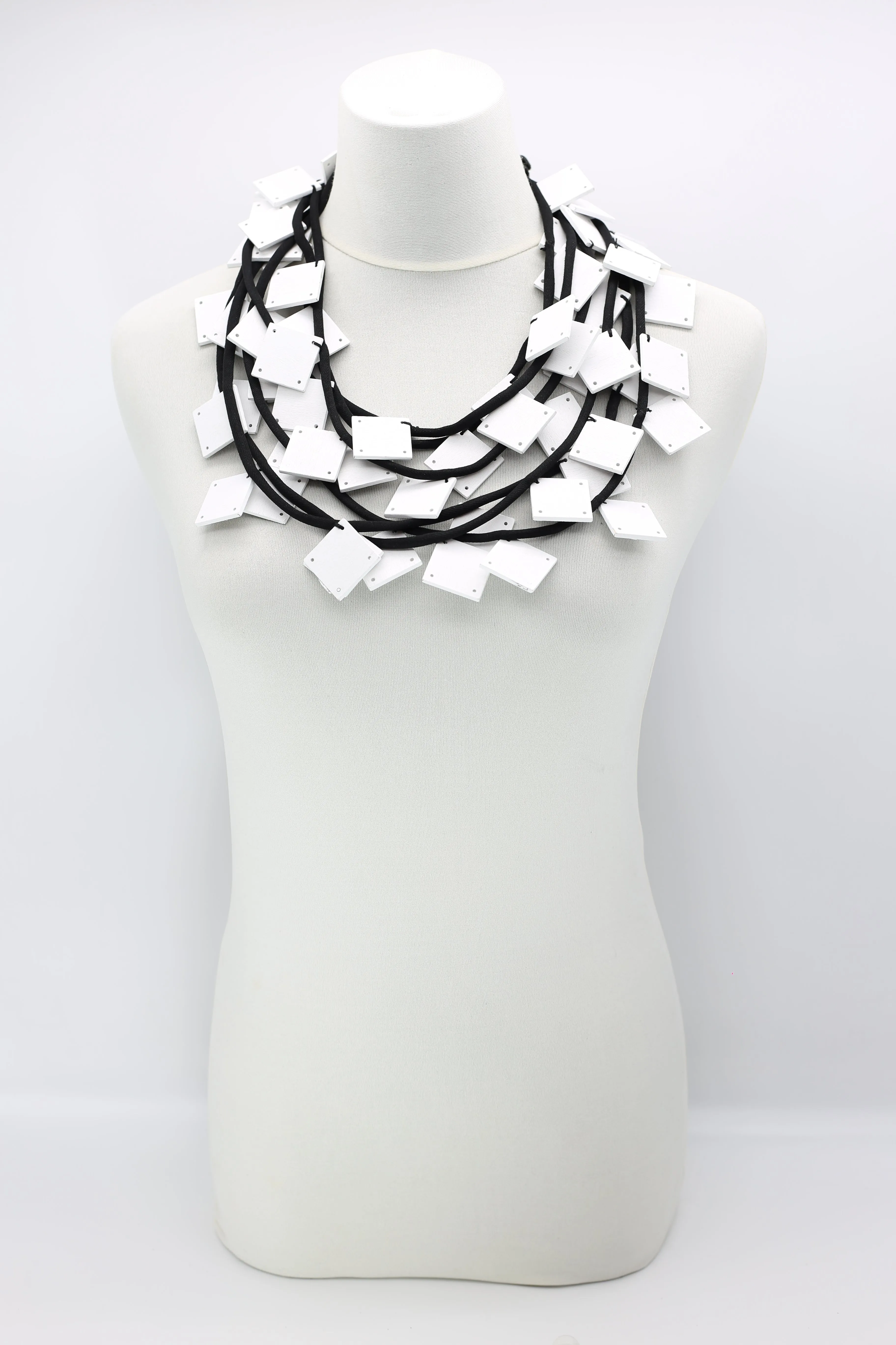 Wooden Squares on Cord Necklaces - Large