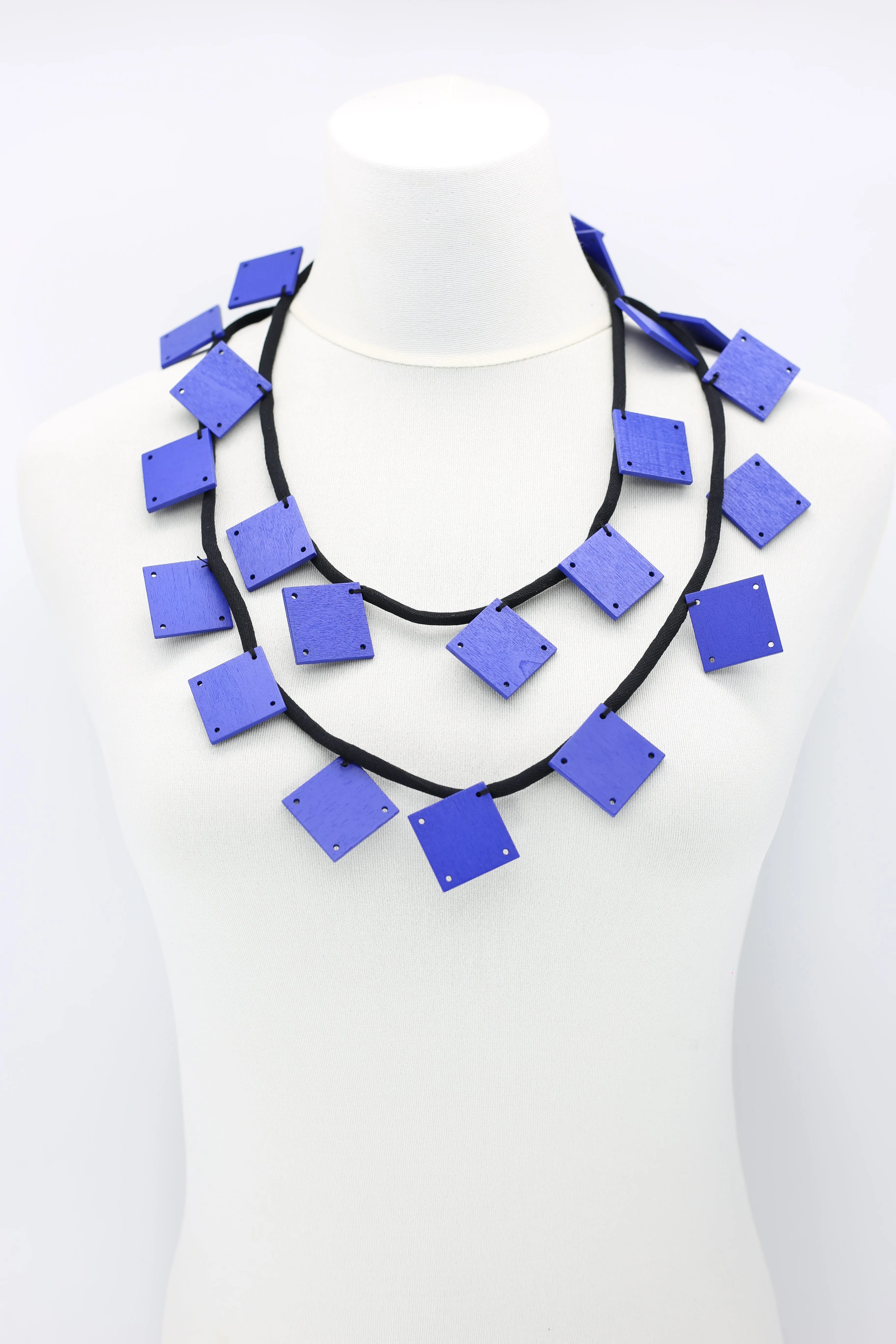 Wooden Squares on Cord Necklaces - Large