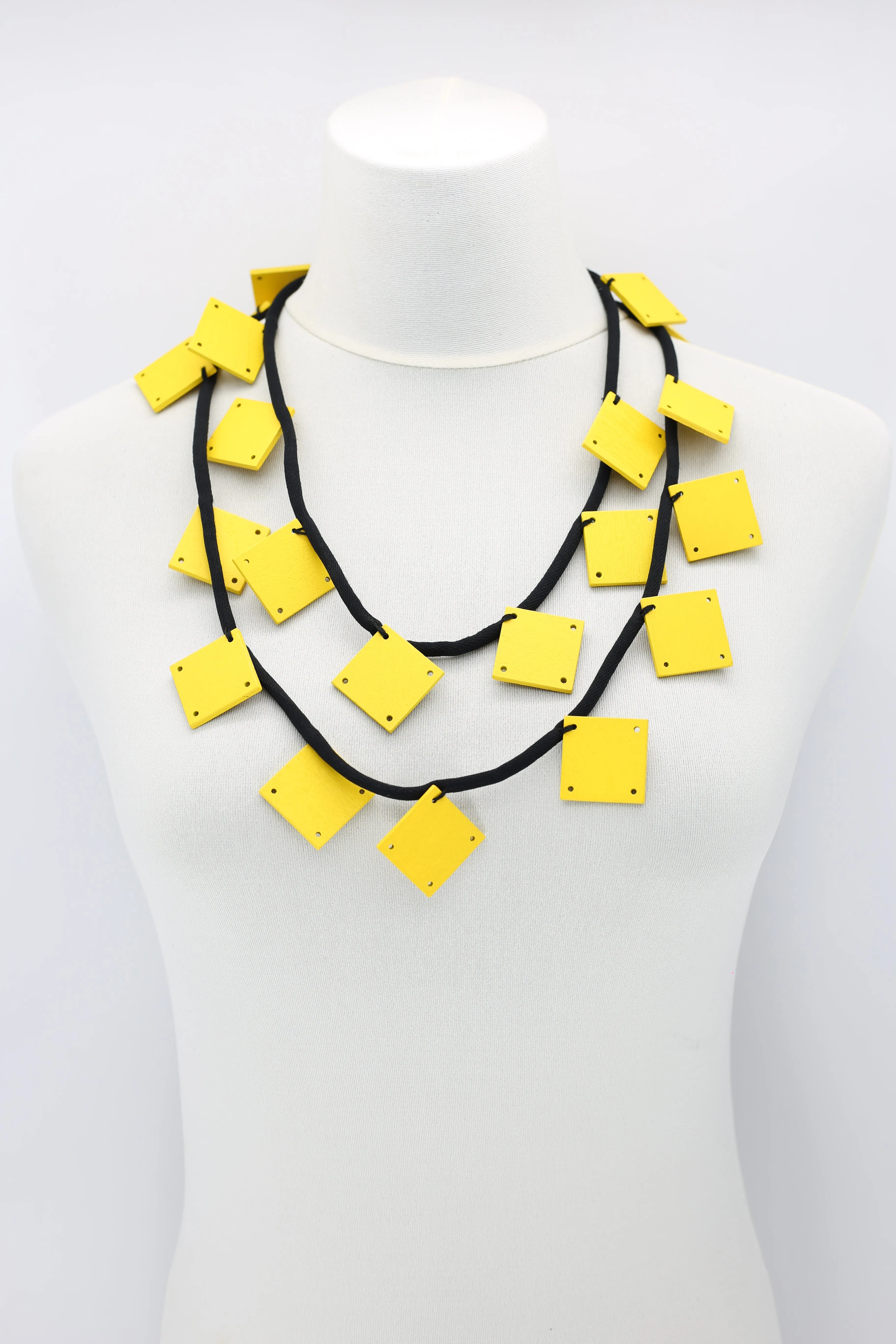 Wooden Squares on Cord Necklaces - Large