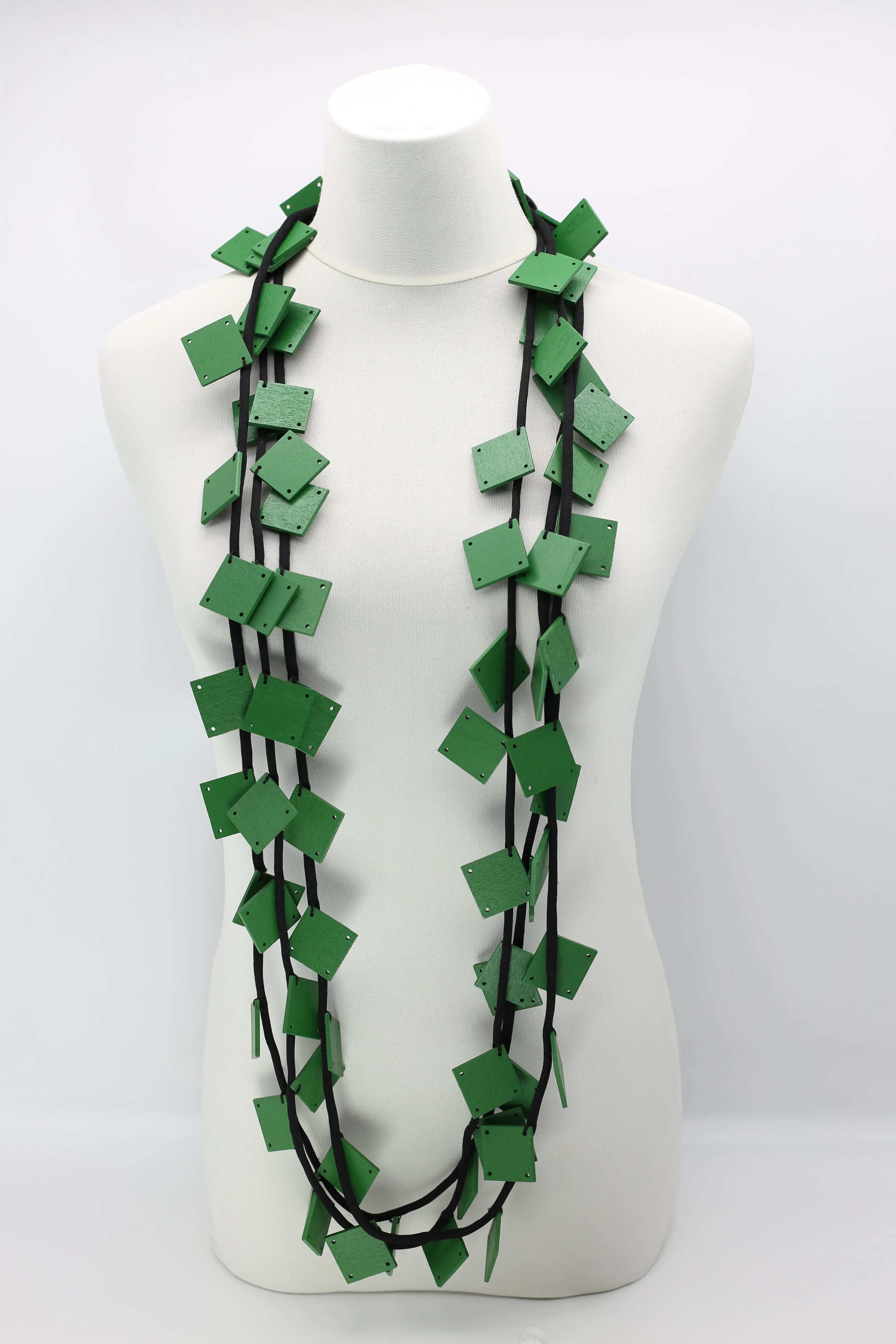 Wooden Squares on Cord Necklaces - Large