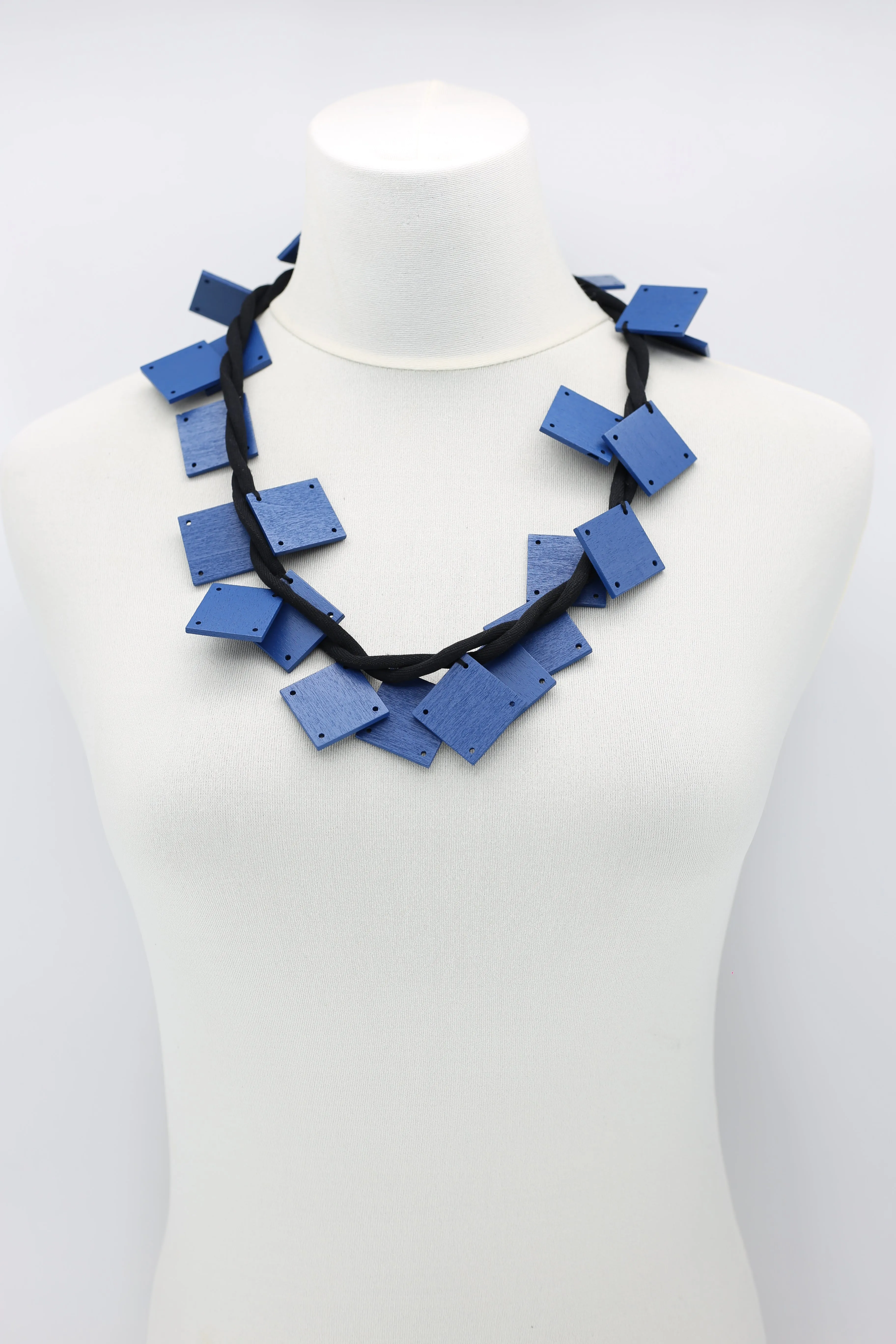 Wooden Squares on Cord Necklaces - Large