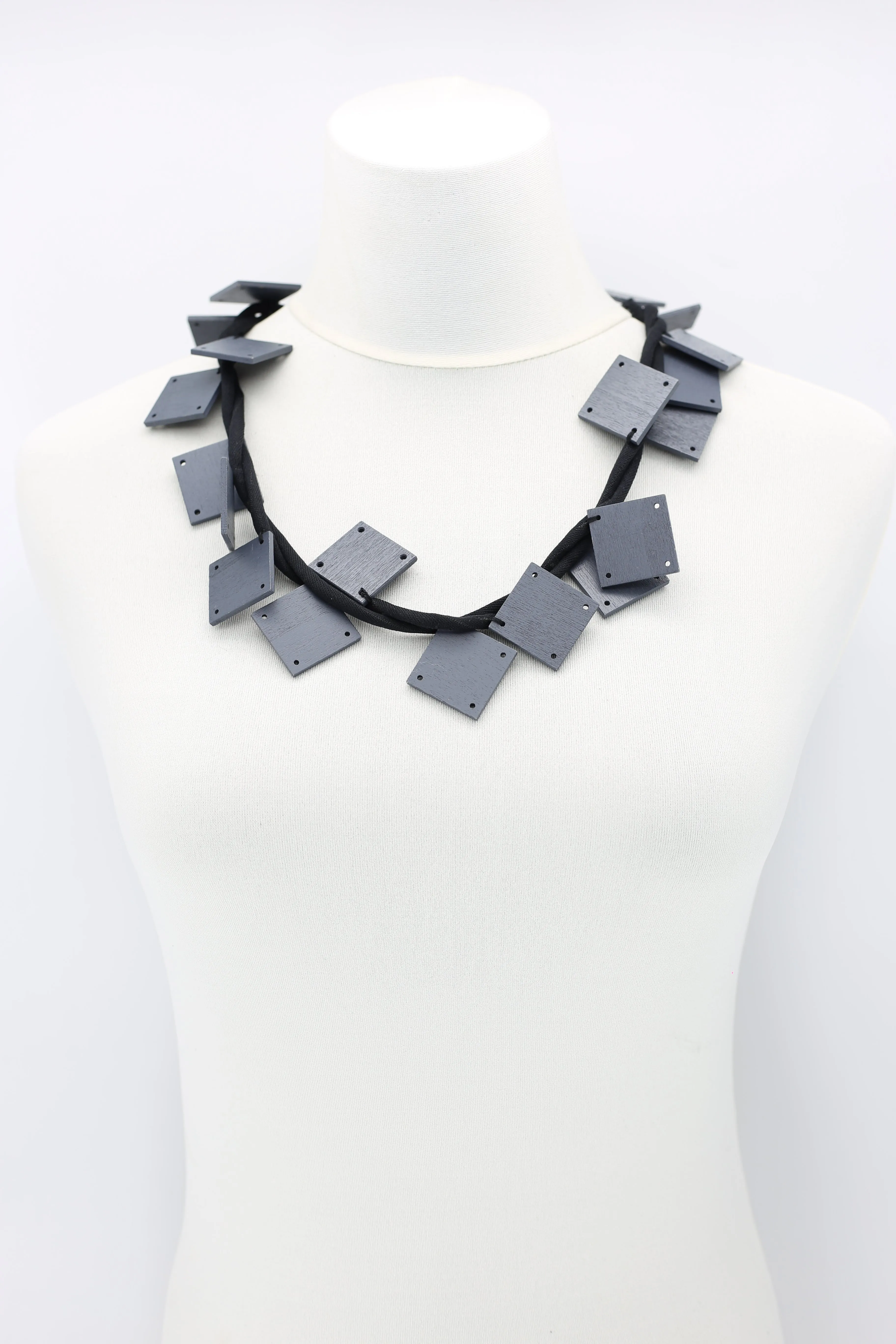 Wooden Squares on Cord Necklaces - Large