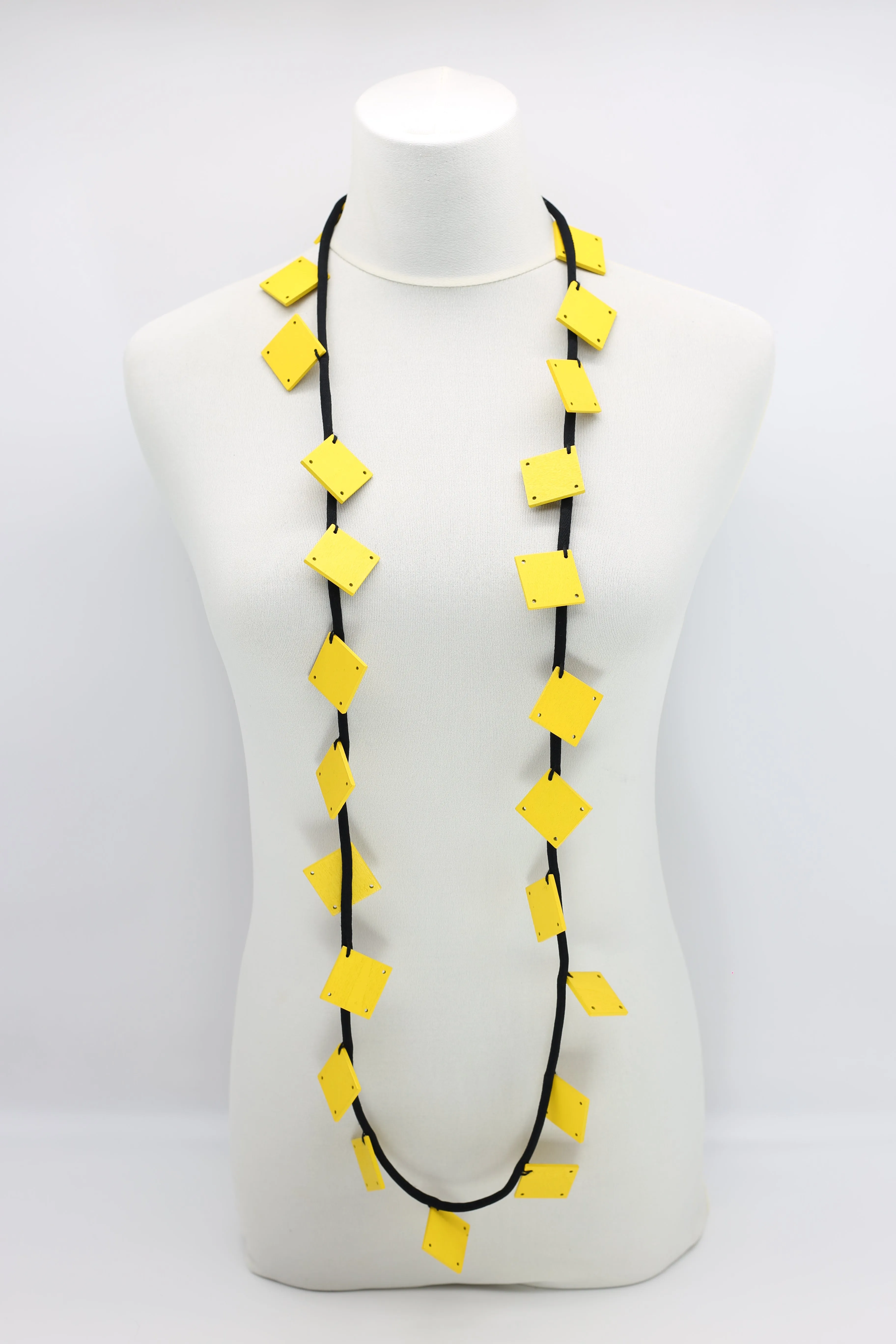 Wooden Squares on Cord Necklaces - Large